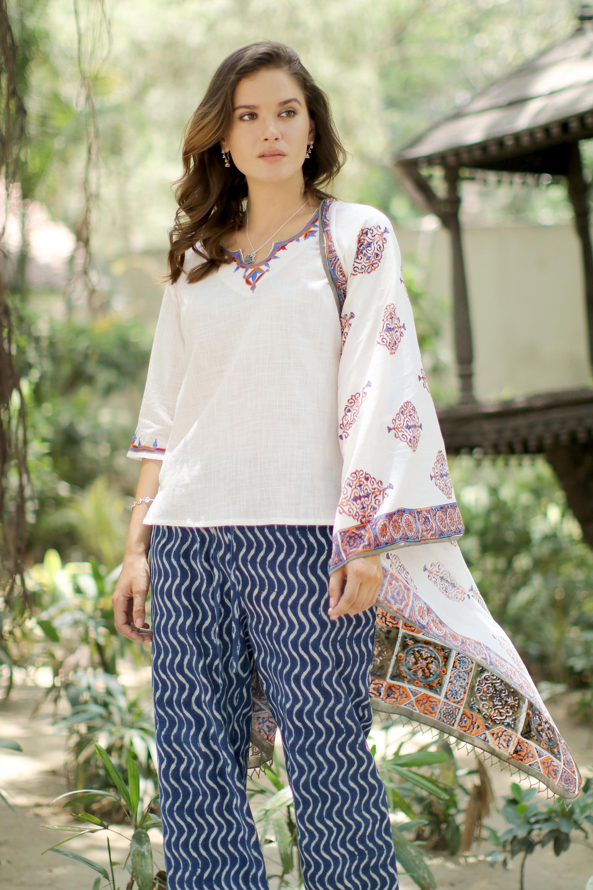 Premium Mughal Glory Handcrafted Cotton Shawl – Artisan Block-Printed Design