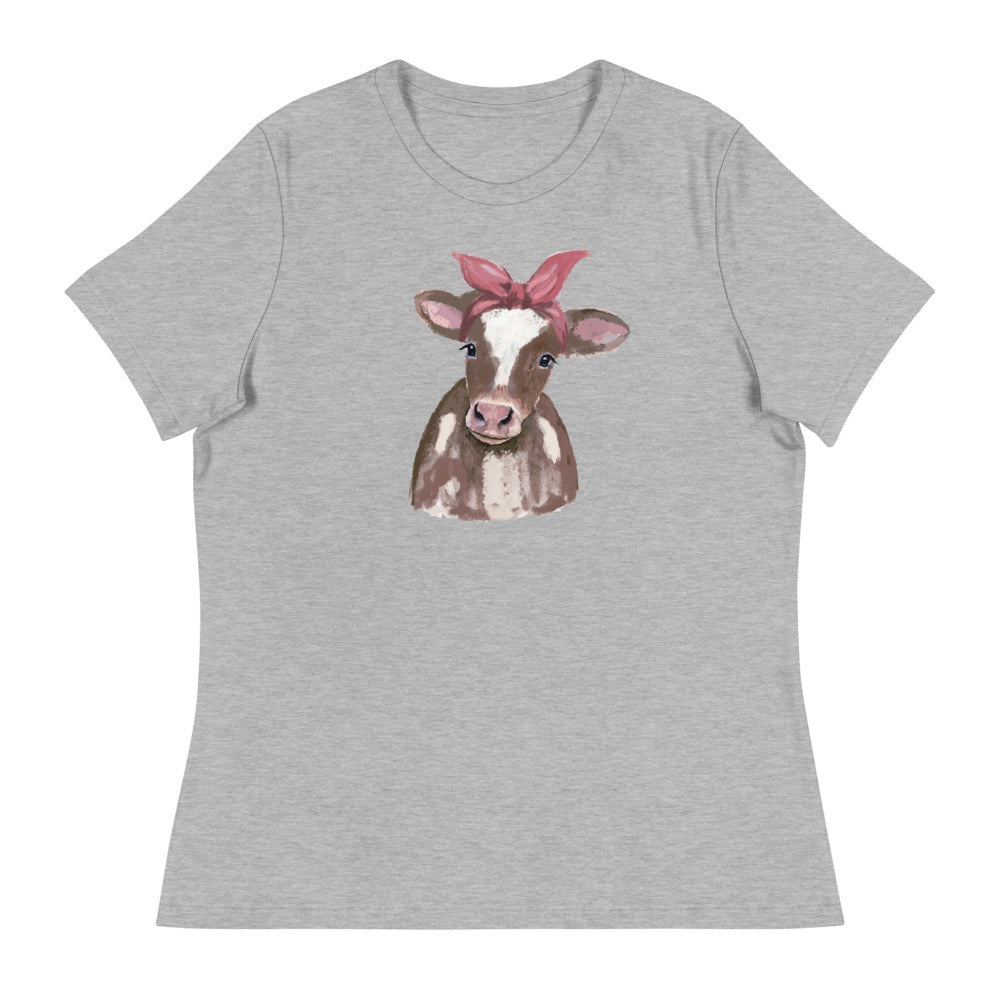 Premium Cow Print Relaxed Fit T-Shirt for Women