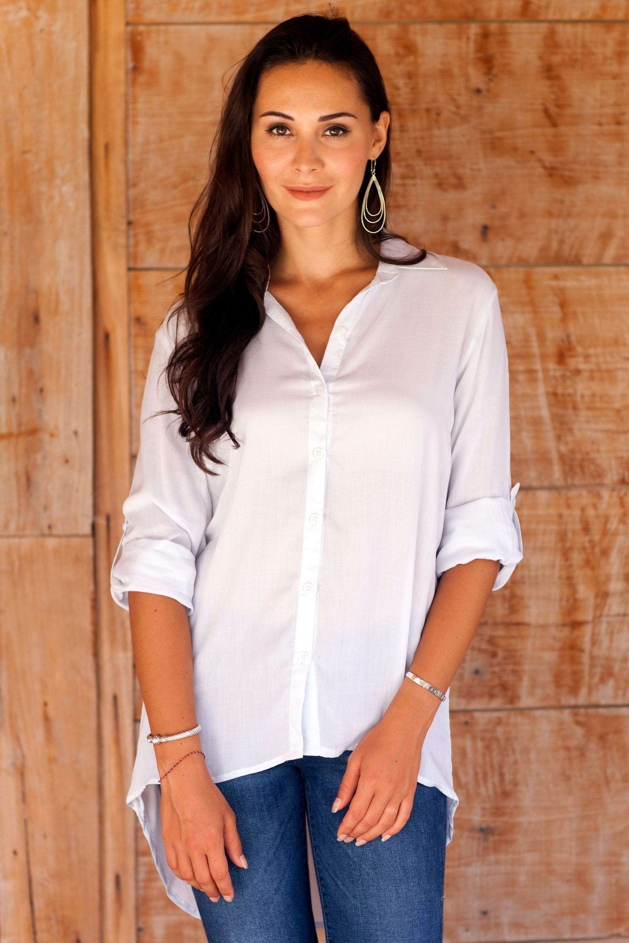 Premium Grey Artisan-Crafted Rayon Long-Sleeve Blouse with Collar – Ultimate Wardrobe Essential