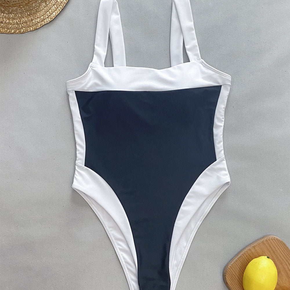 Premium Nautical Contrast One-Piece Swimsuit - High Leg & Cheeky Fit