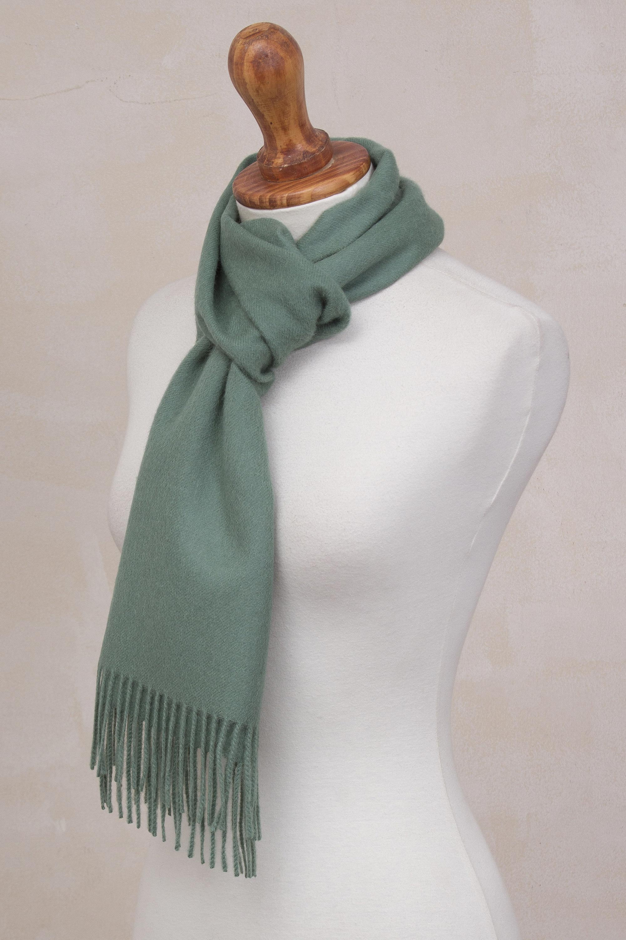 Premium Celadon Green Baby Alpaca Scarf - Ultimate Comfort