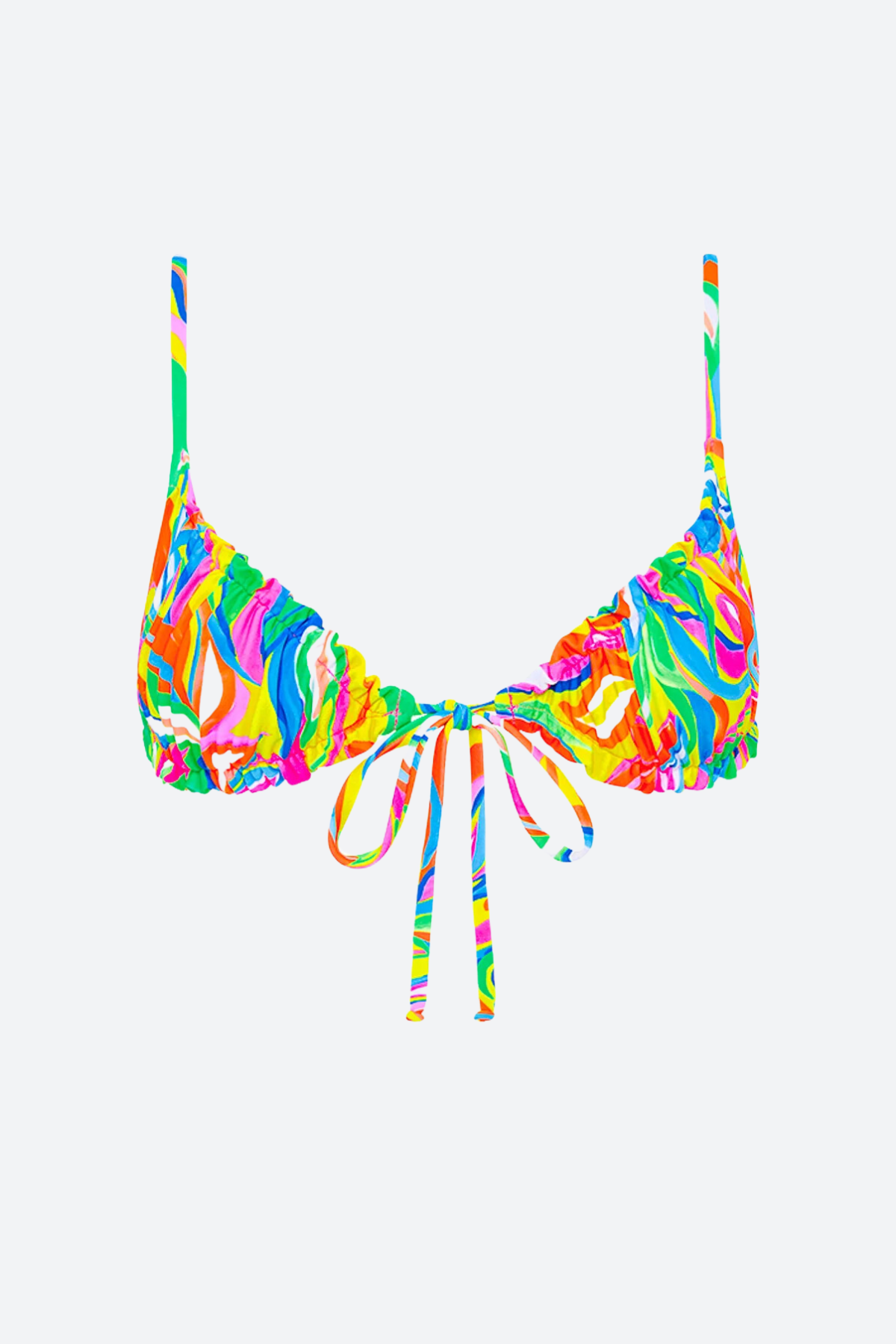 Premium Tropical Illusion Ruched Bralette Bikini Top