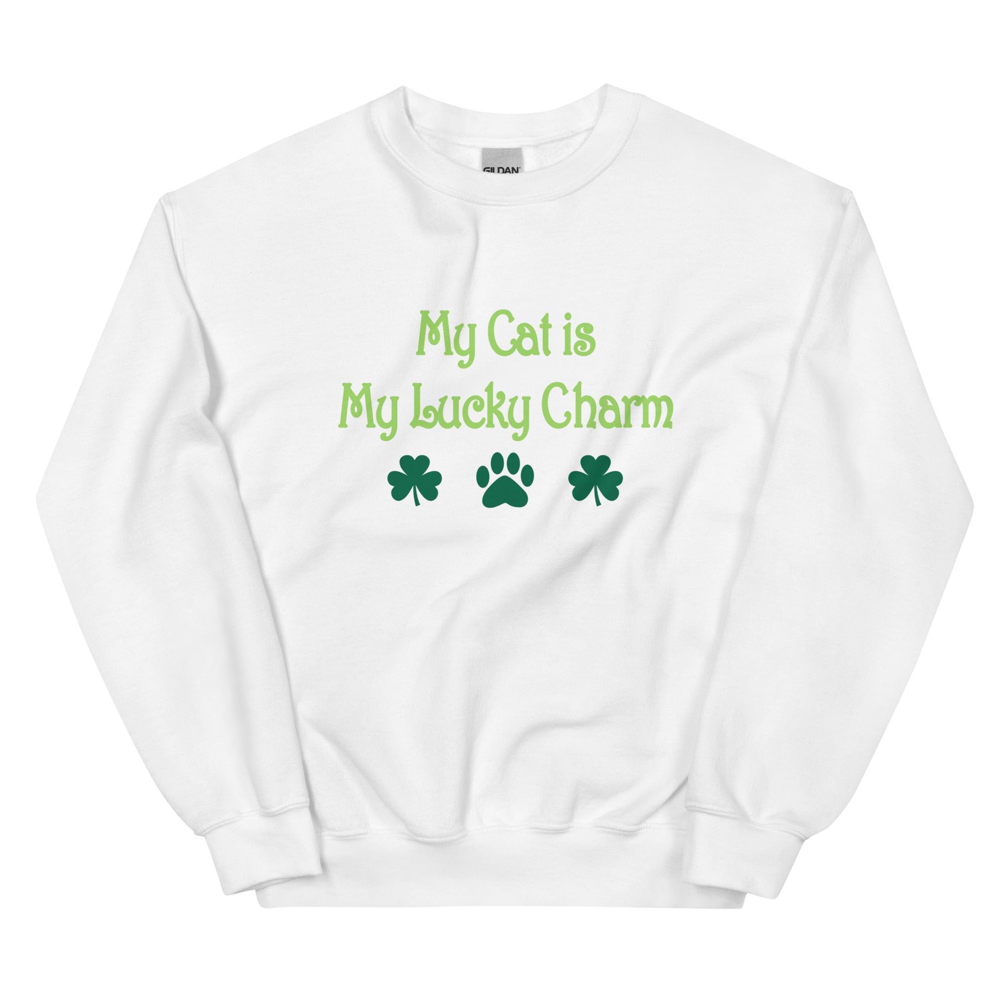 Premium 'My Cat Is My Lucky Charm' Crewneck Sweatshirt - Ultimate Comfort for Cat Lovers