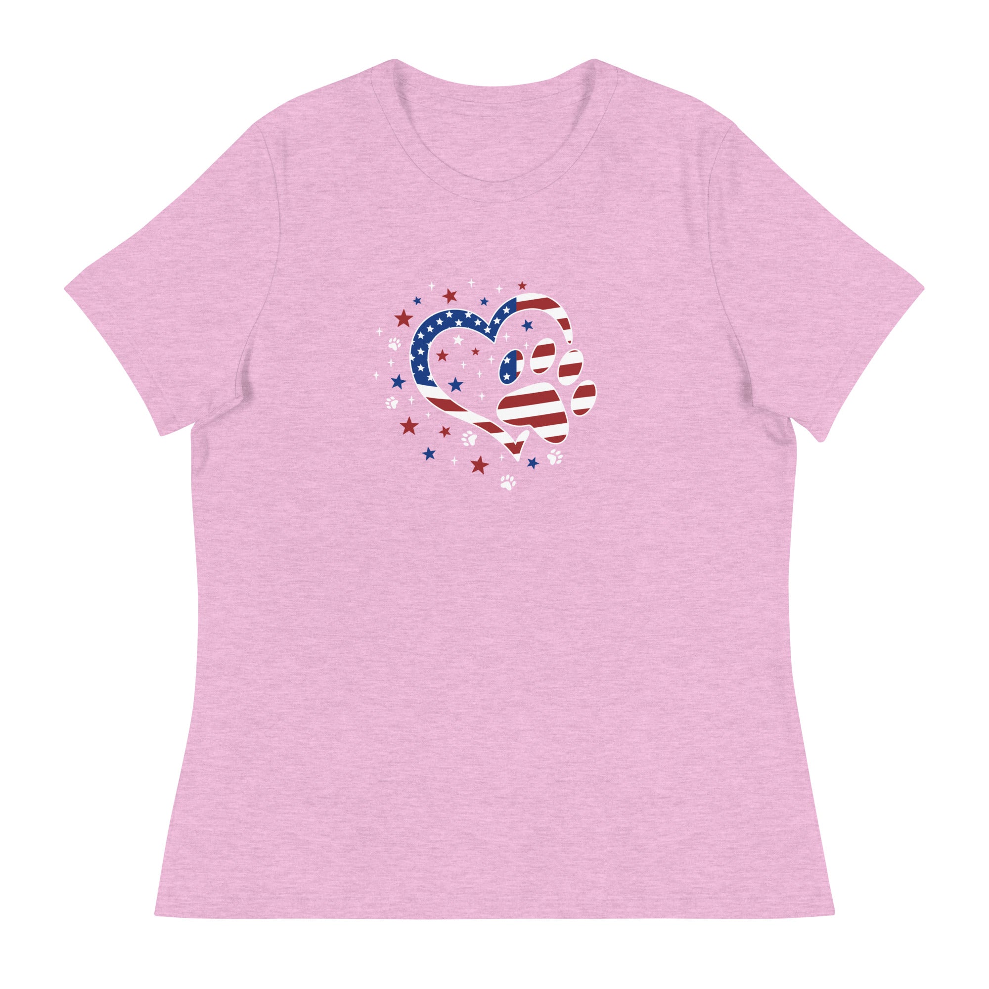 Premium Star Spangled Paw Print Love Women's Relaxed Tee