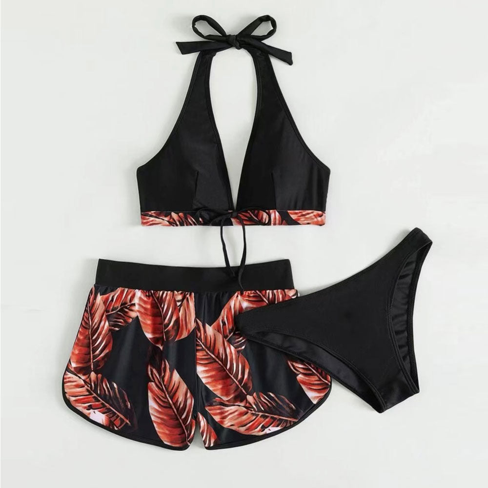 Premium Tropical Bikini Set - Halter Triangle & Boyshort