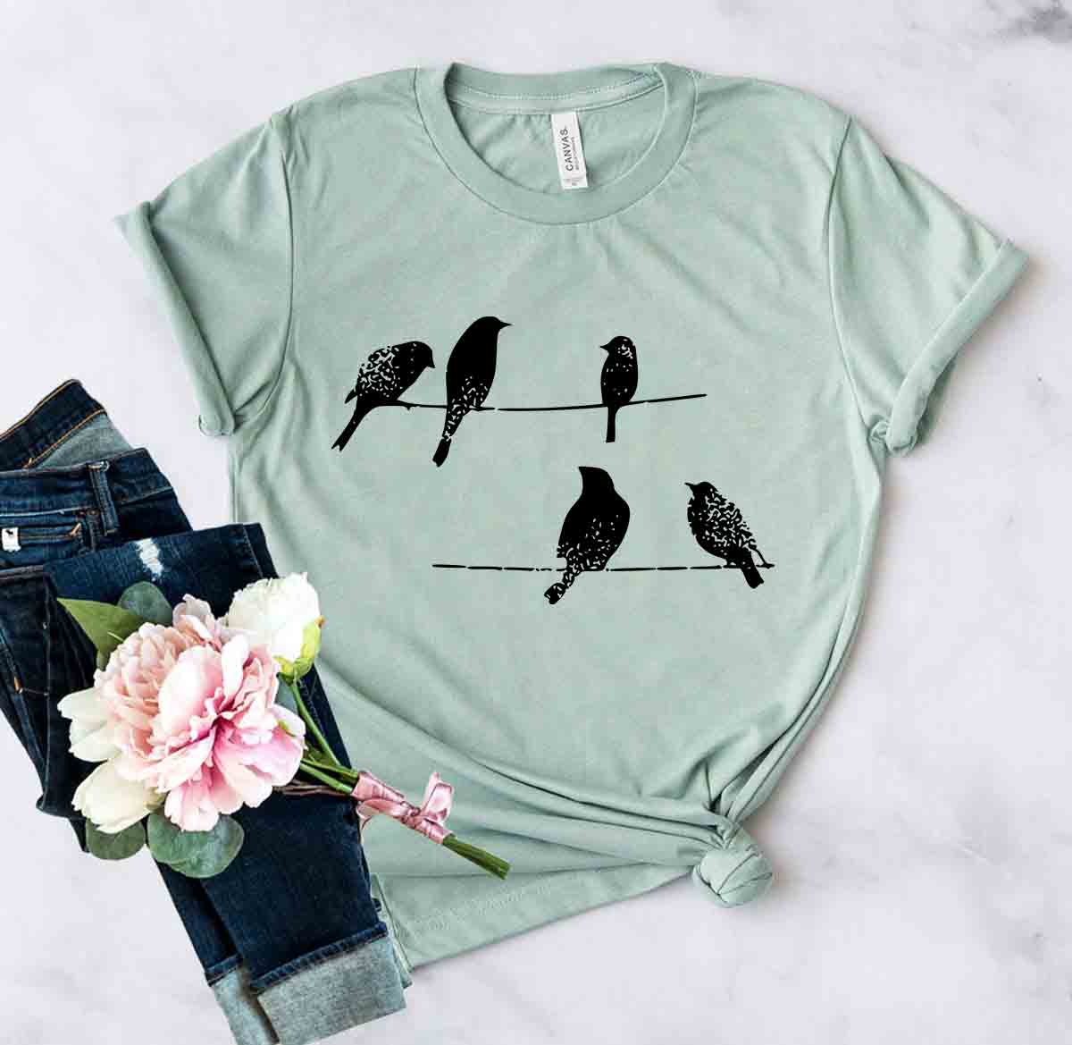 Premium Birds on a Wire Cotton Tee