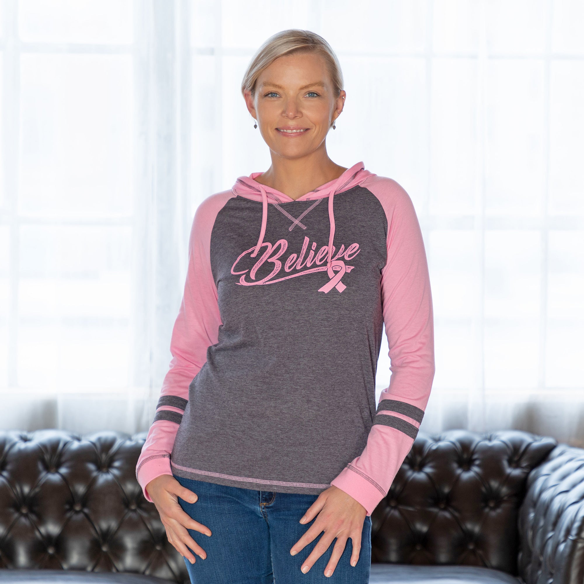 Premium Believe Pink Ribbon Hooded Tee - Symbol of Strength