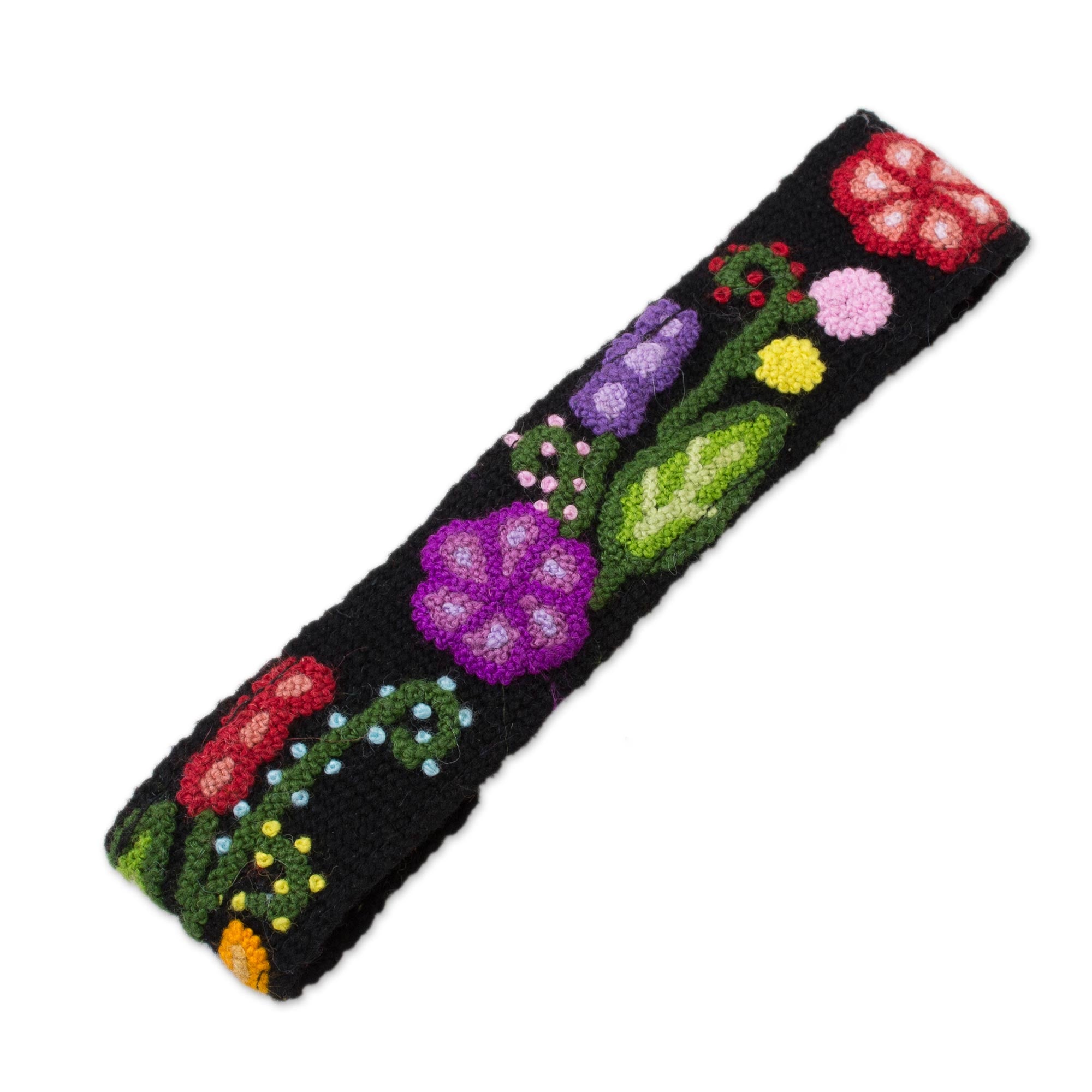 Premium Handcrafted Floral Wool Headband from Peru – Unique & Colorful Design