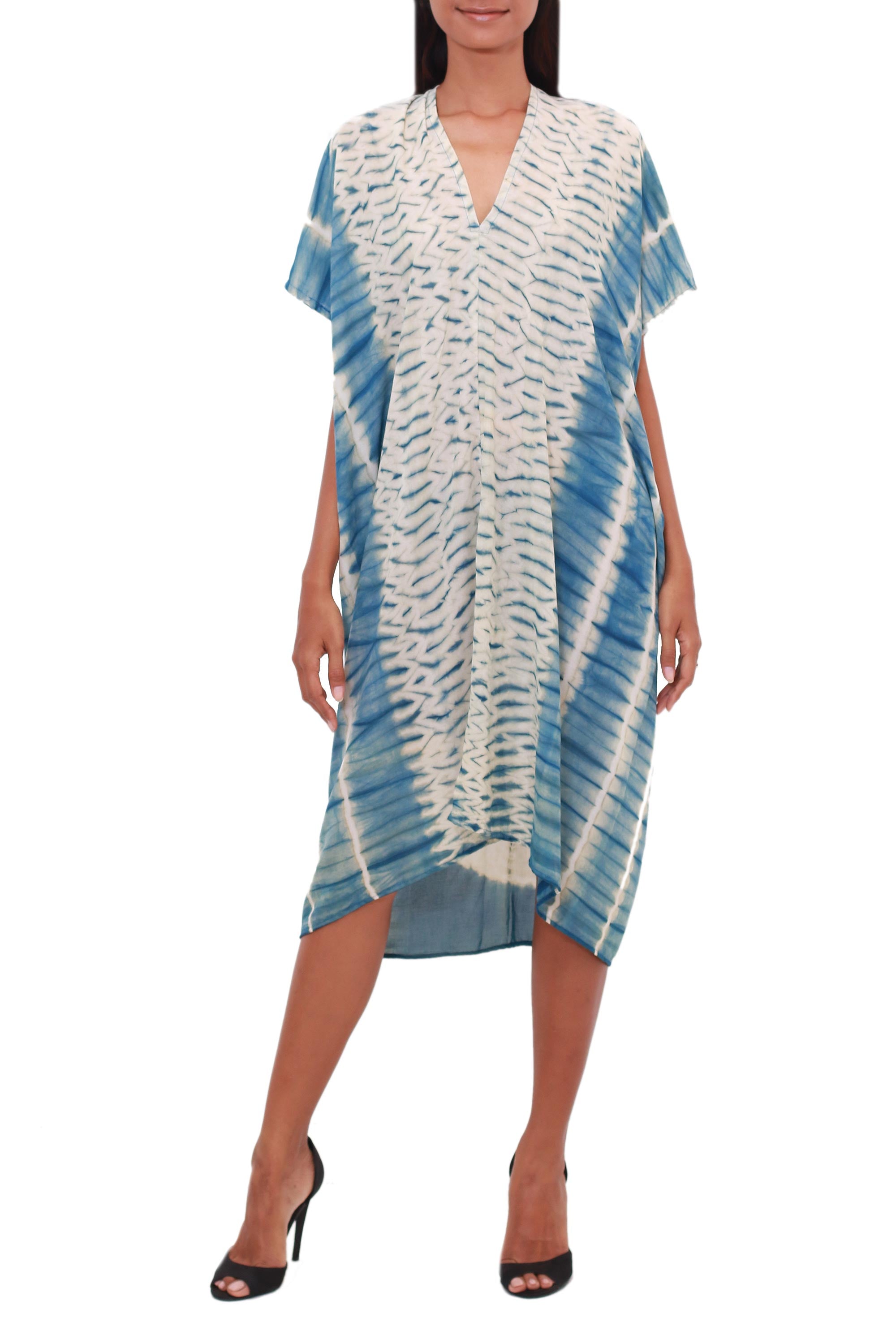 Premium Segara Telu Ocean Ripple Tie-Dyed Caftan - Handcrafted in Java