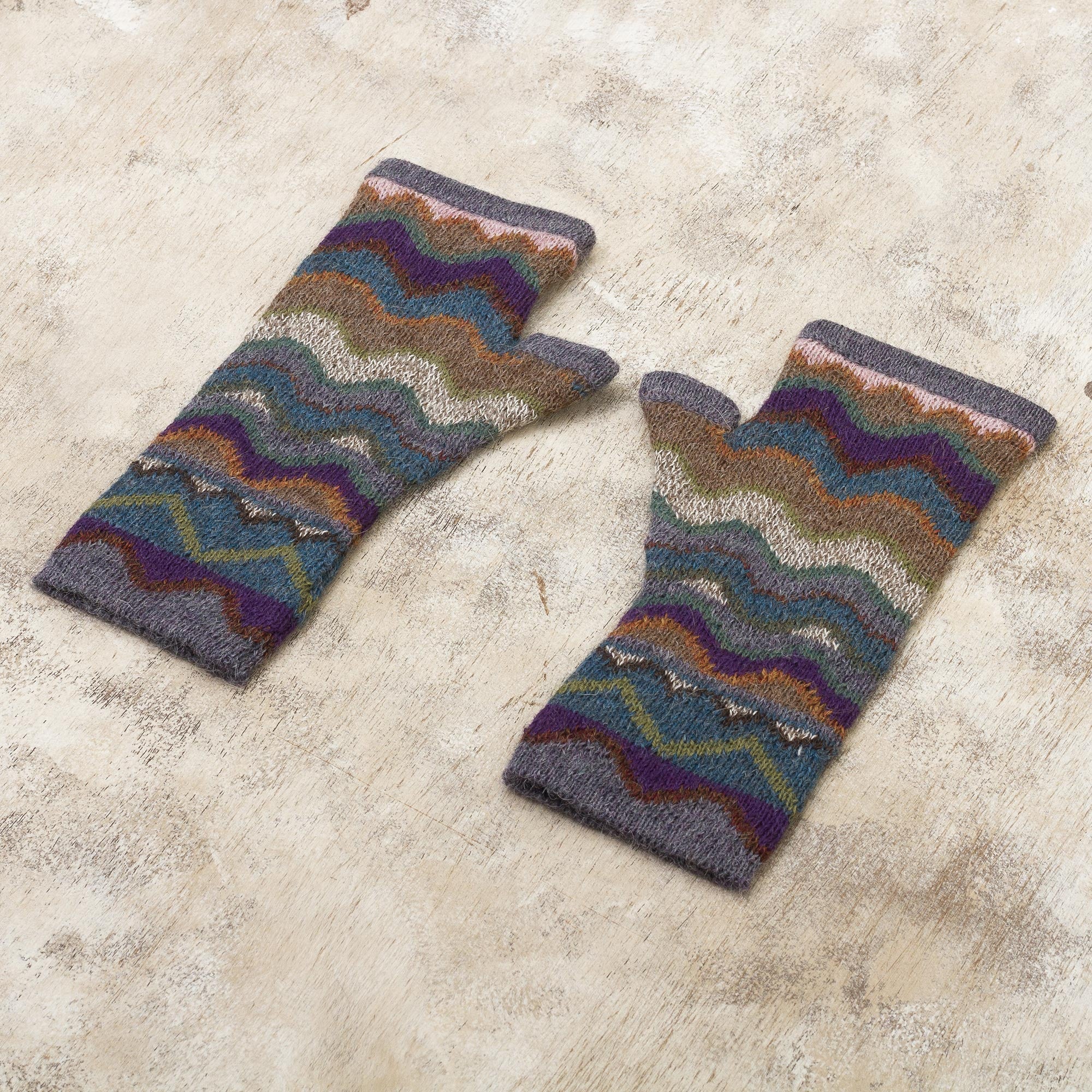 Premium Alpaca Wool Fingerless Mitts - Inspired by the Mountain of Seven Colors