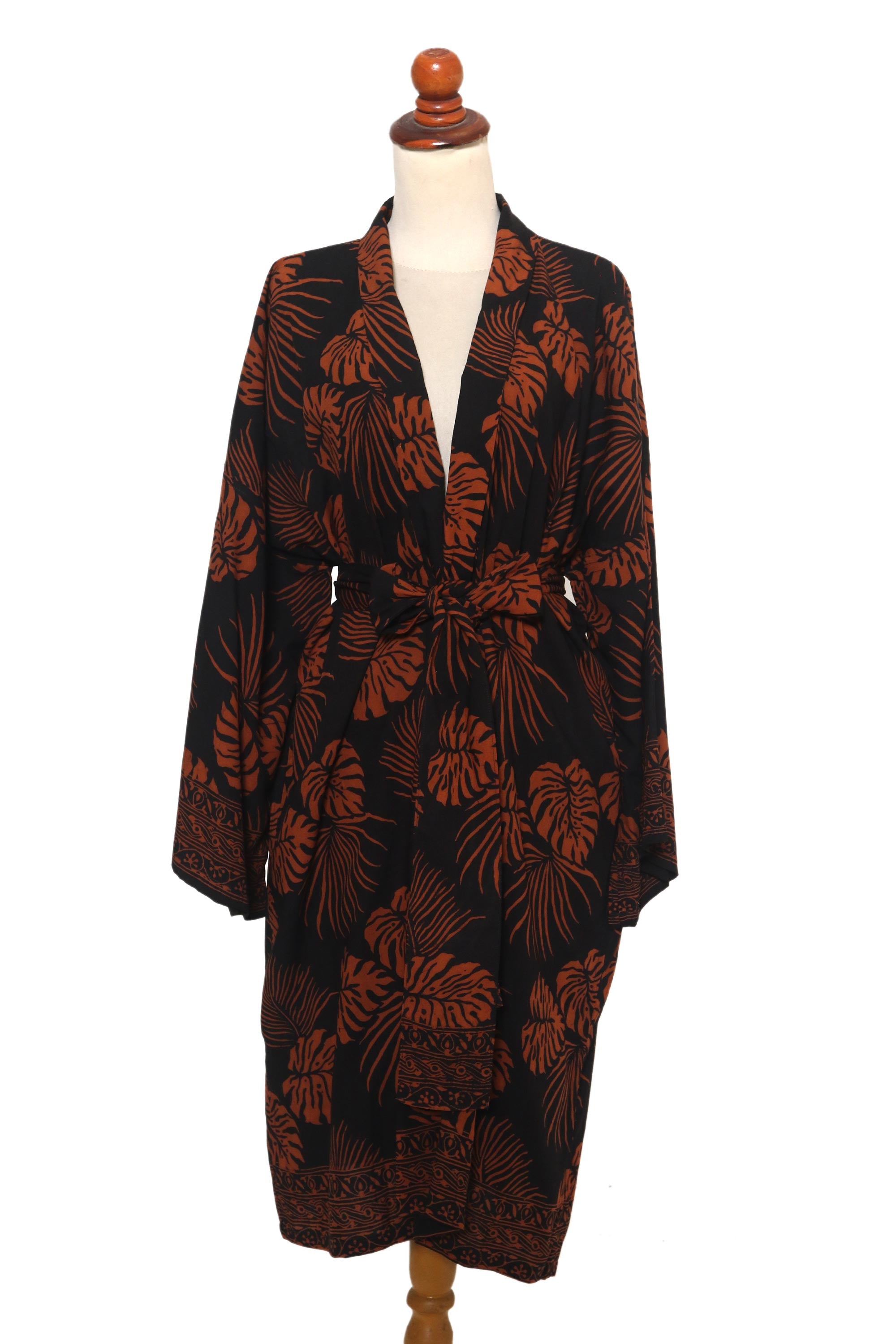 Premium Tropical Leaves Handmade Batik Rayon Robe – Ultimate Style & Comfort