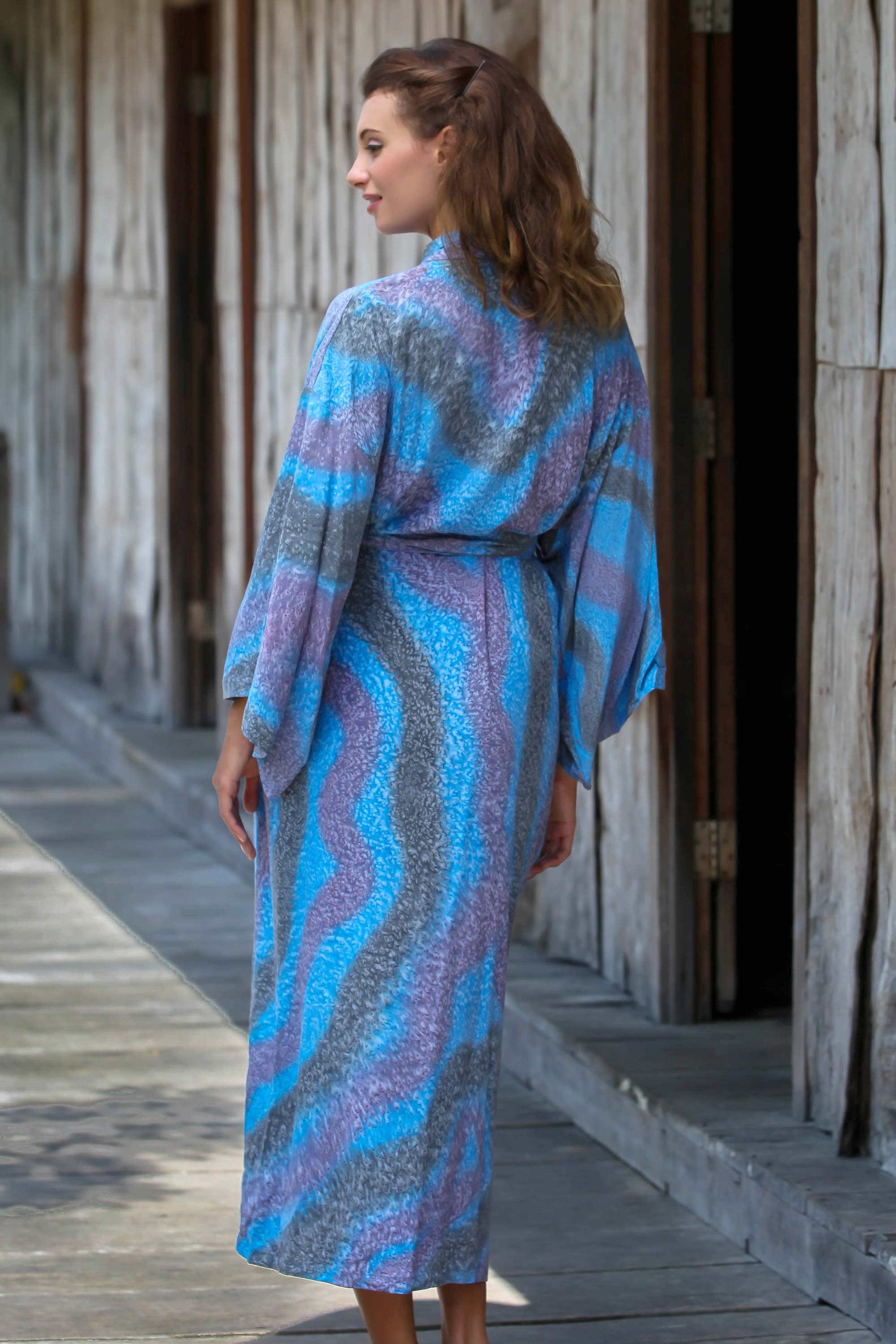 Premium Ocean Reef Women's Rayon Kimono Robe - Handcrafted in Indonesia