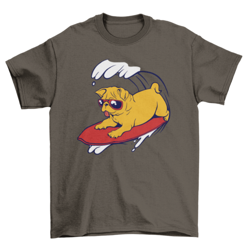 Premium Surf's Up Pug Graphic Tee - Unisex Cotton Comfort