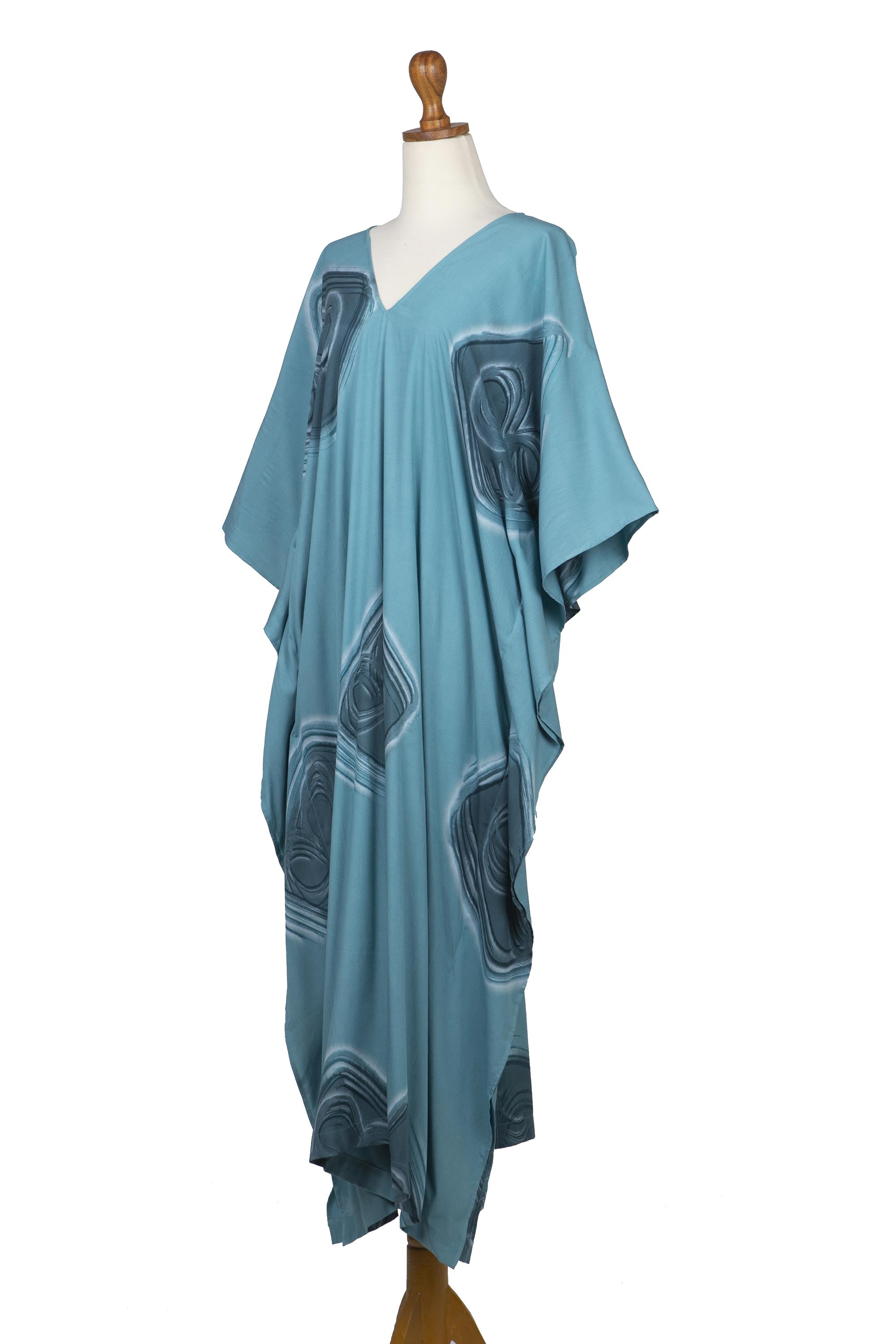 Premium Hand-Painted Rayon Caftan - Bali Artisan Crafted