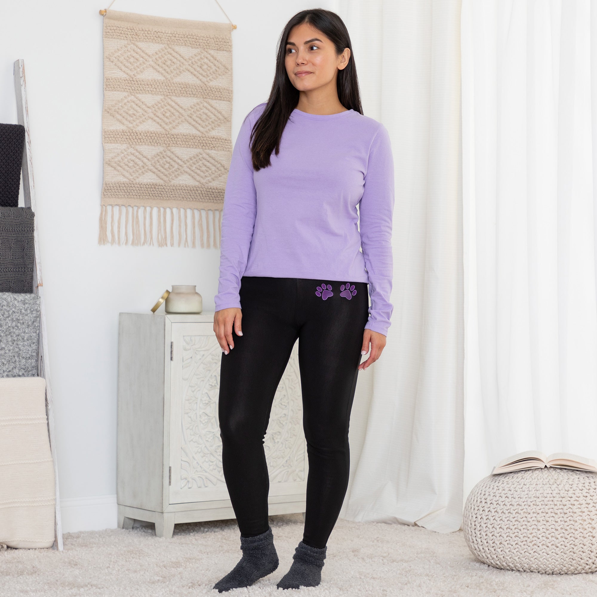 Premium Paw Print Fleece-Lined Leggings - Ultimate Warmth & Style