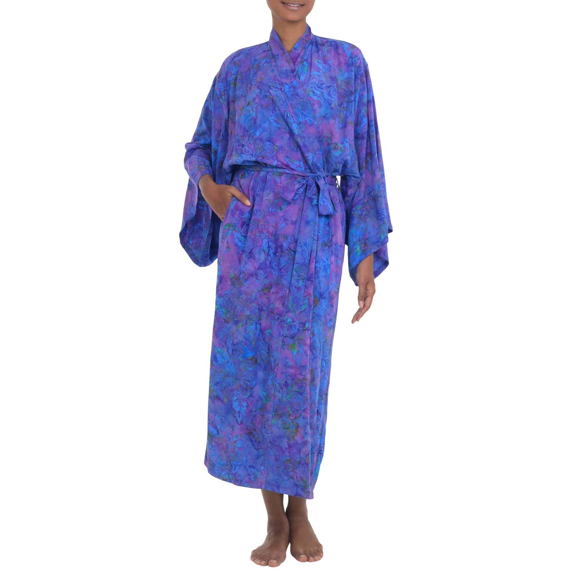 Premium Purple Mist Batik Robe - Ultimate Balinese Luxury