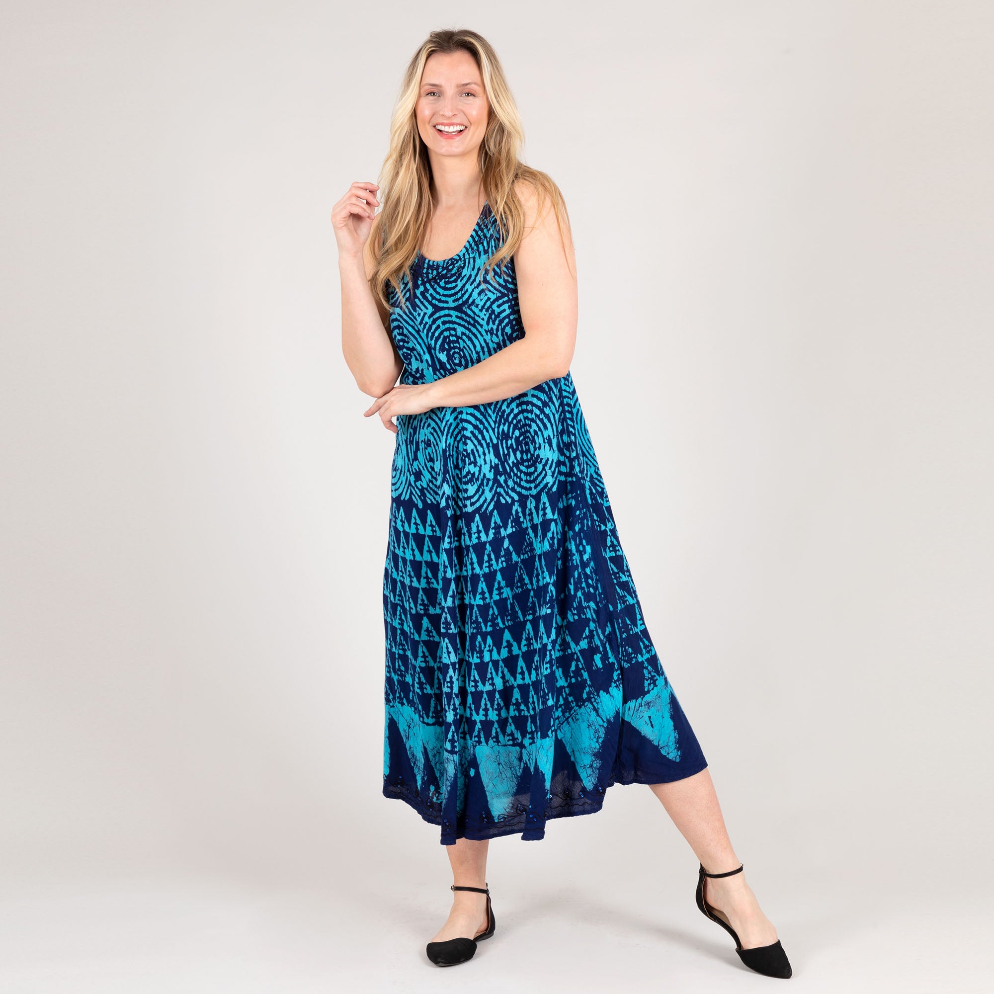 Premium Blue Diamond Maxi Dress - Handmade Elegance