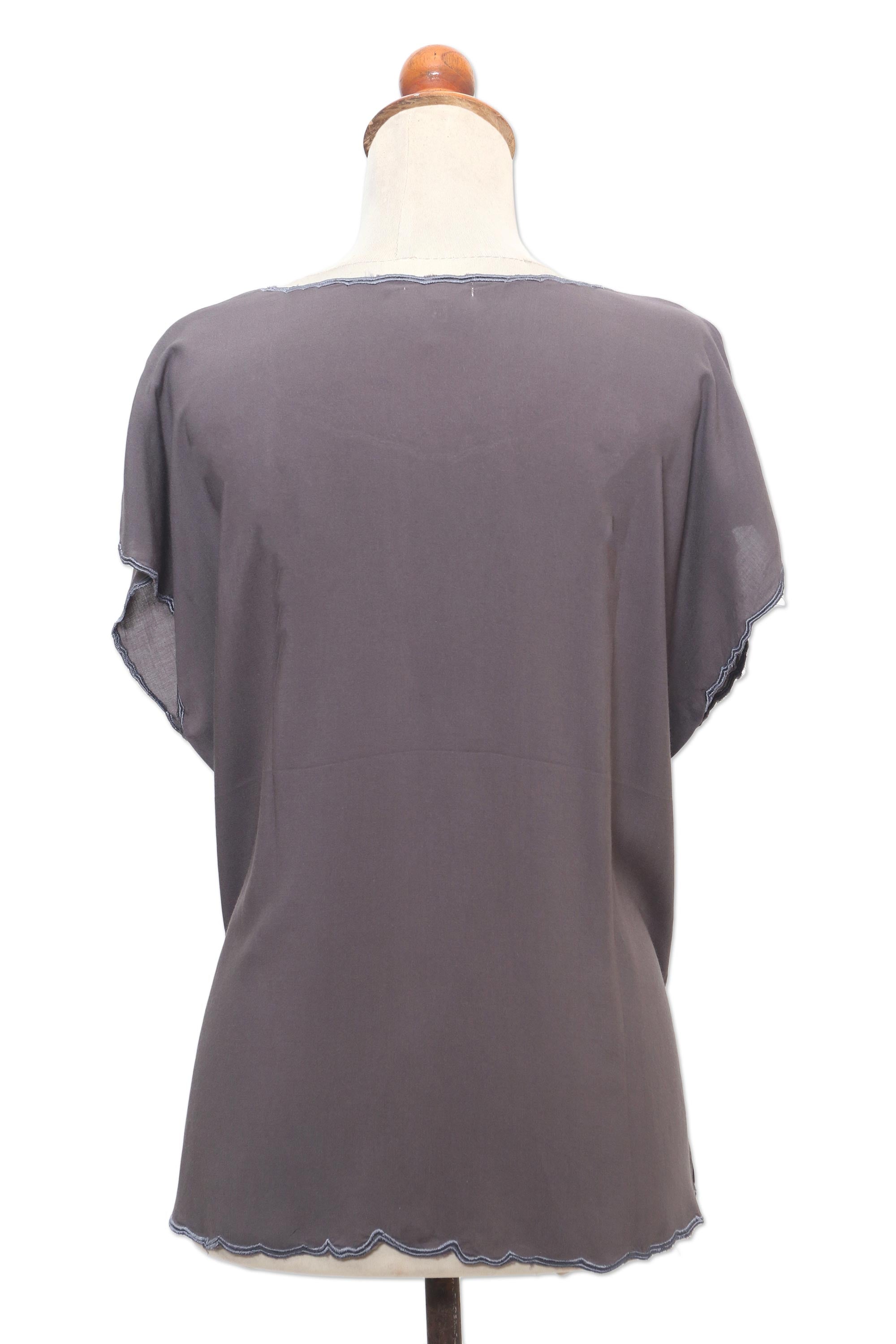 Premium Grey Rayon Blouse with Handcrafted Embroidery