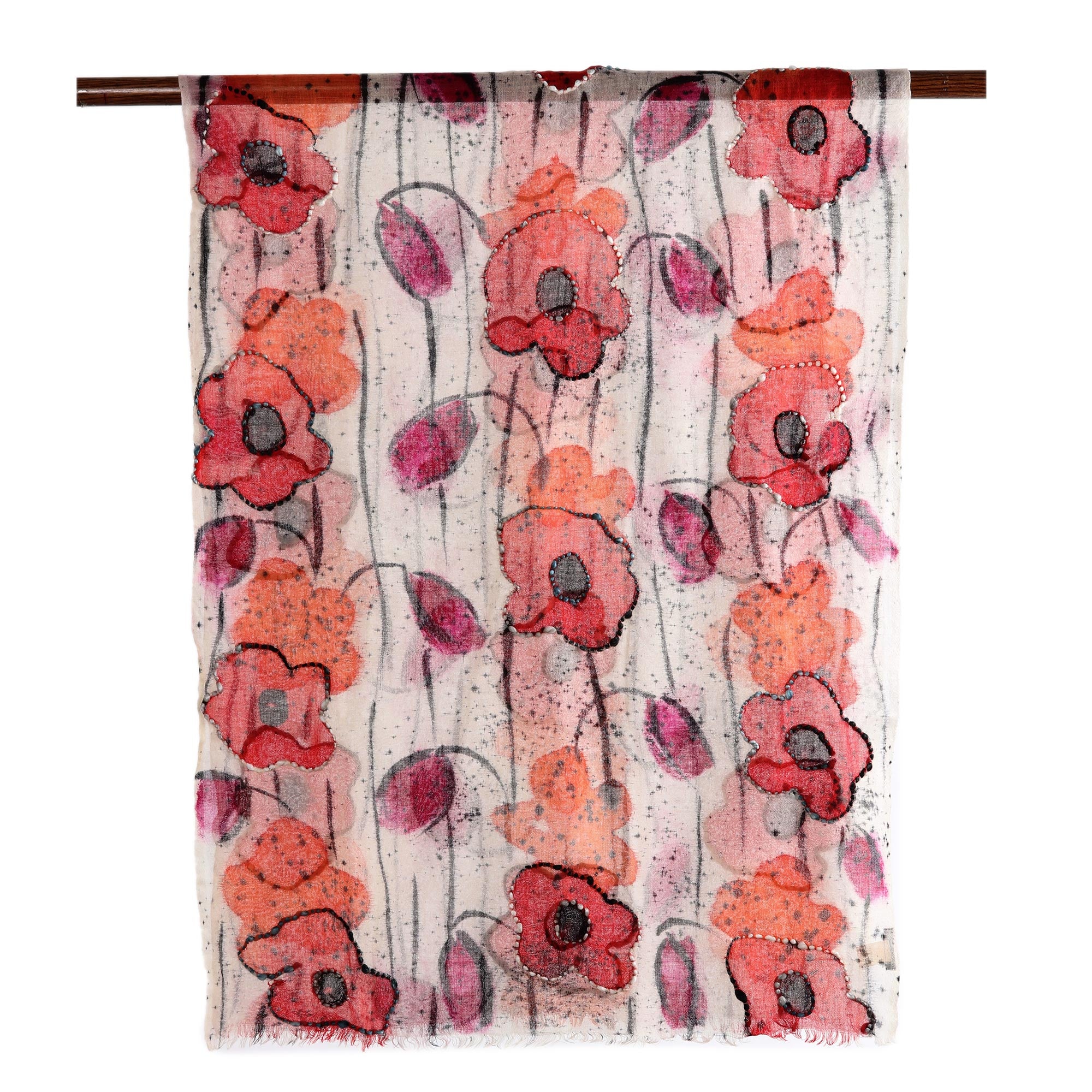 Premium Morning Allure Floral Wool Shawl - Handcrafted in India