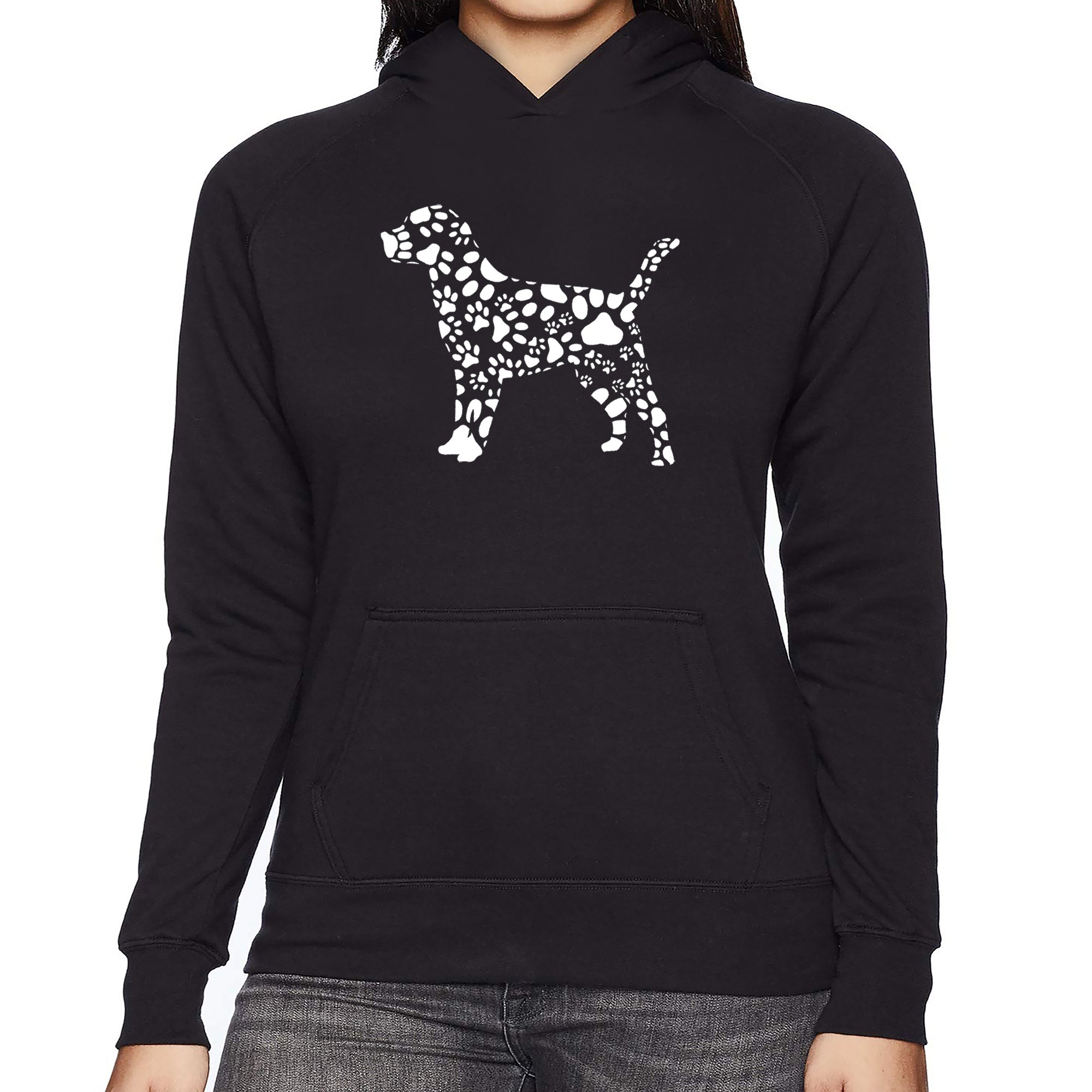 Premium Dog Paw Prints Women's Word Art Hoodie - Ultimate Pet Lover's Sweatshirt