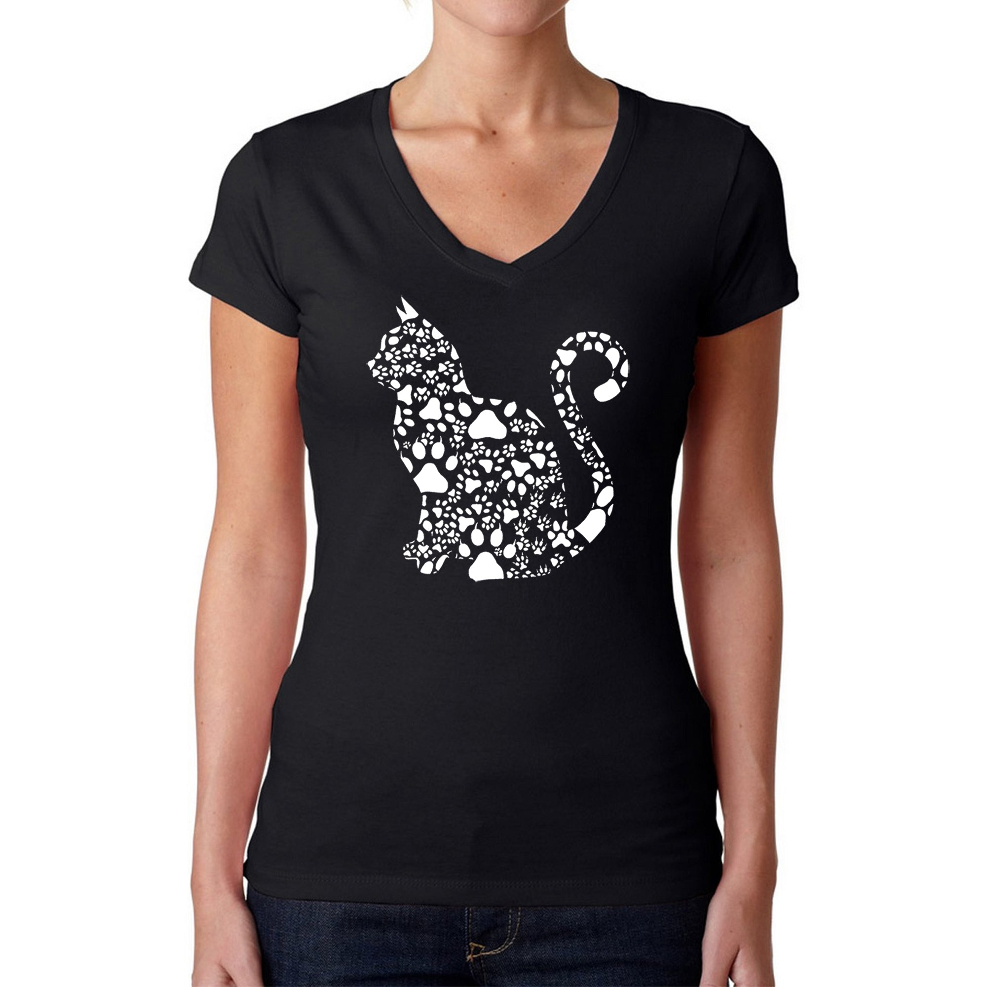 Premium Cat Paws V-Neck T-Shirt for Women - Ultimate Pet Lover's Tee