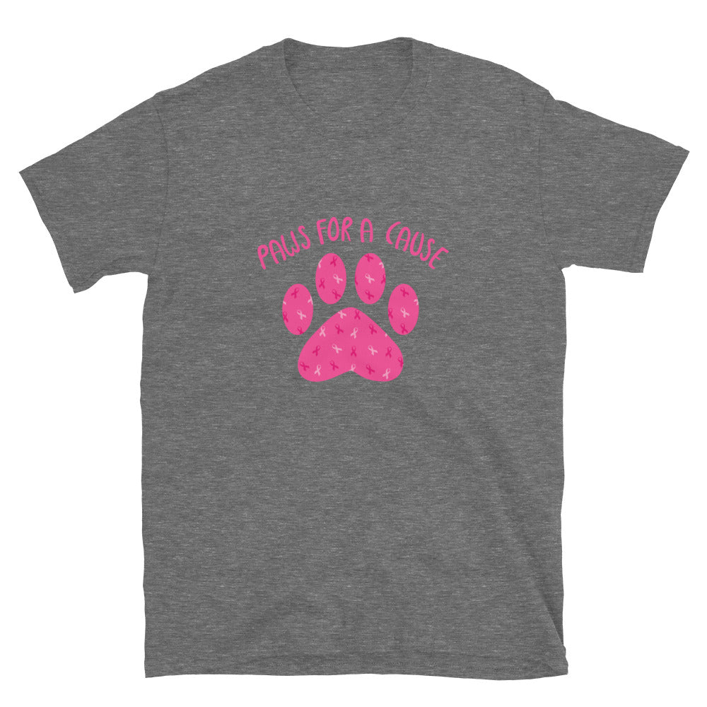 Premium Pink Ribbon Paw Print Tee - Support Breast Cancer Awareness