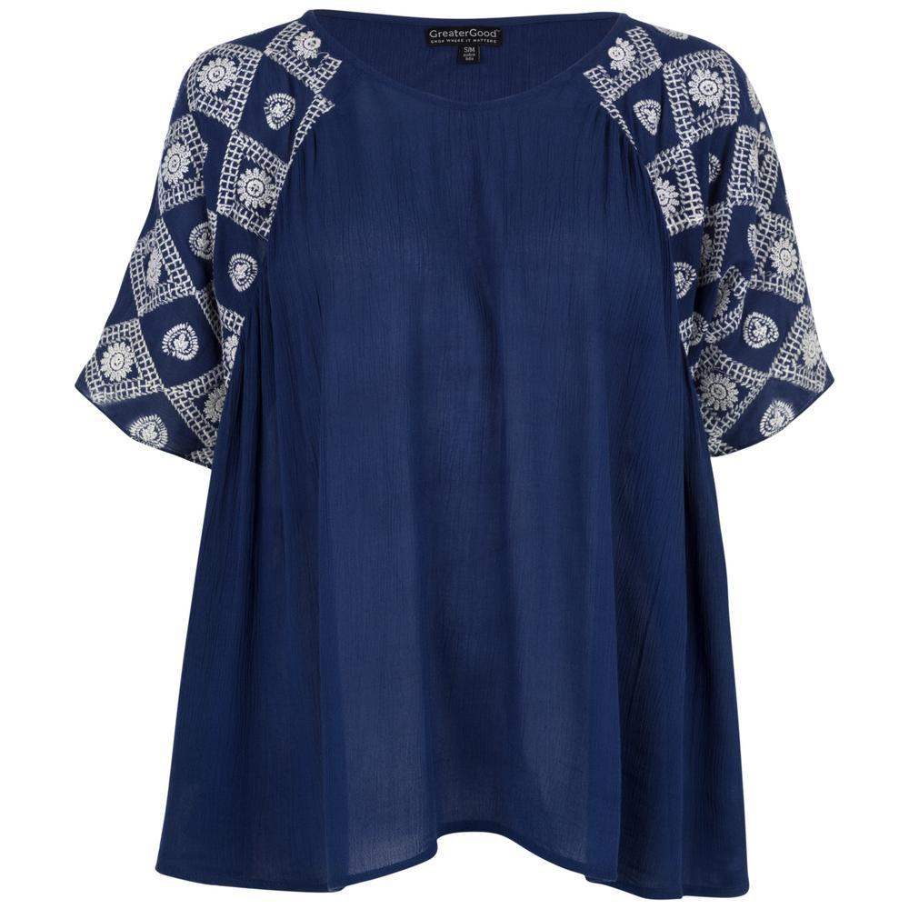 Elegant Diamonds Embroidered Rayon Top