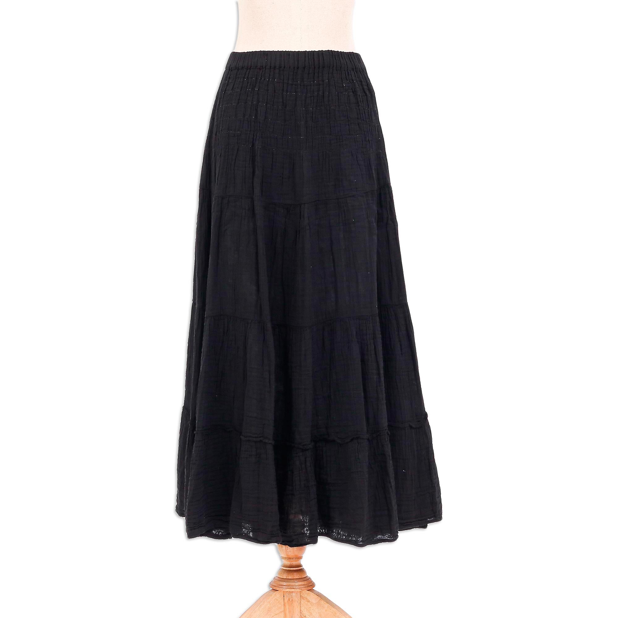 Premium Black Cotton Gauze Maxi Skirt - Ultimate Comfort & Style