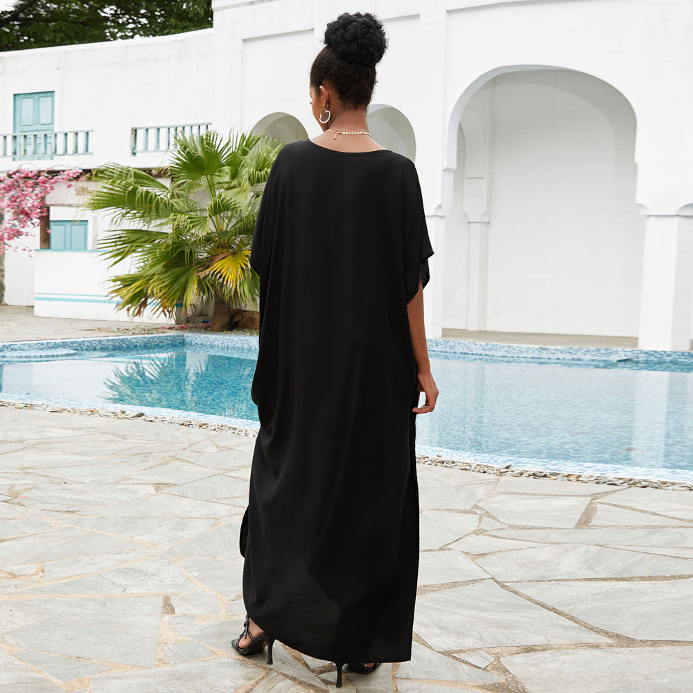 Premium Boho Bird Embroidered Maxi Dress - Ultimate Beach Cover-Up