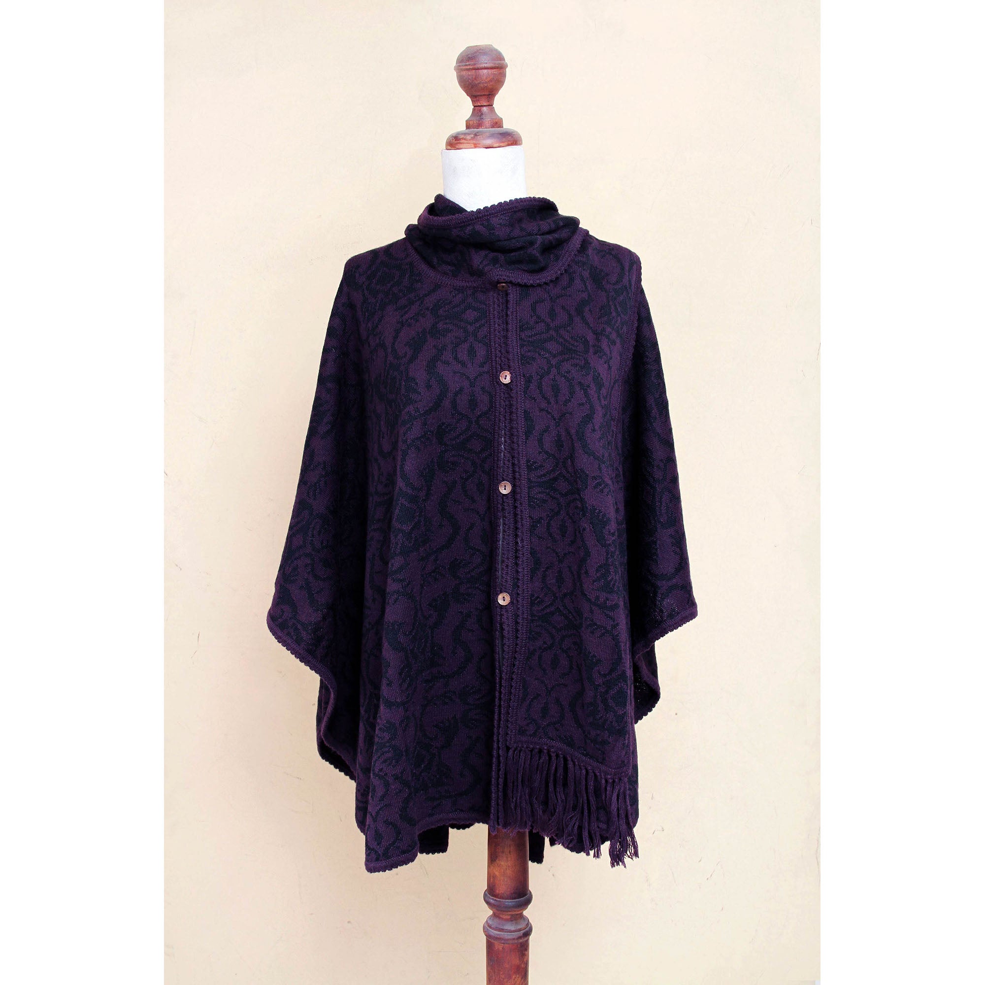 Premium Purple Alpaca Blend Ruana Cloak - Handmade in Peru