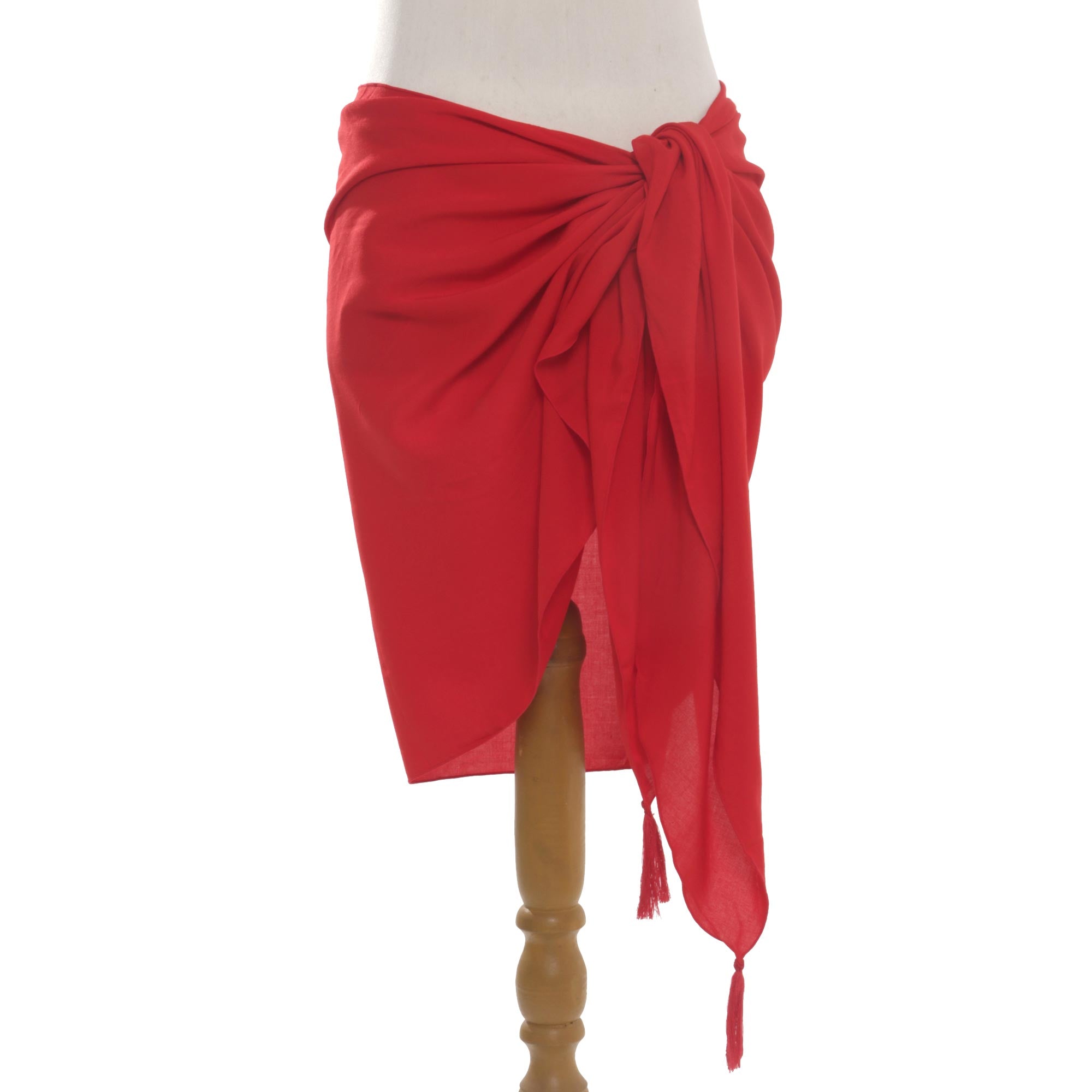 Premium Paradise Breeze Sarong - Handmade 100% Rayon Beach Wrap in Vibrant Red