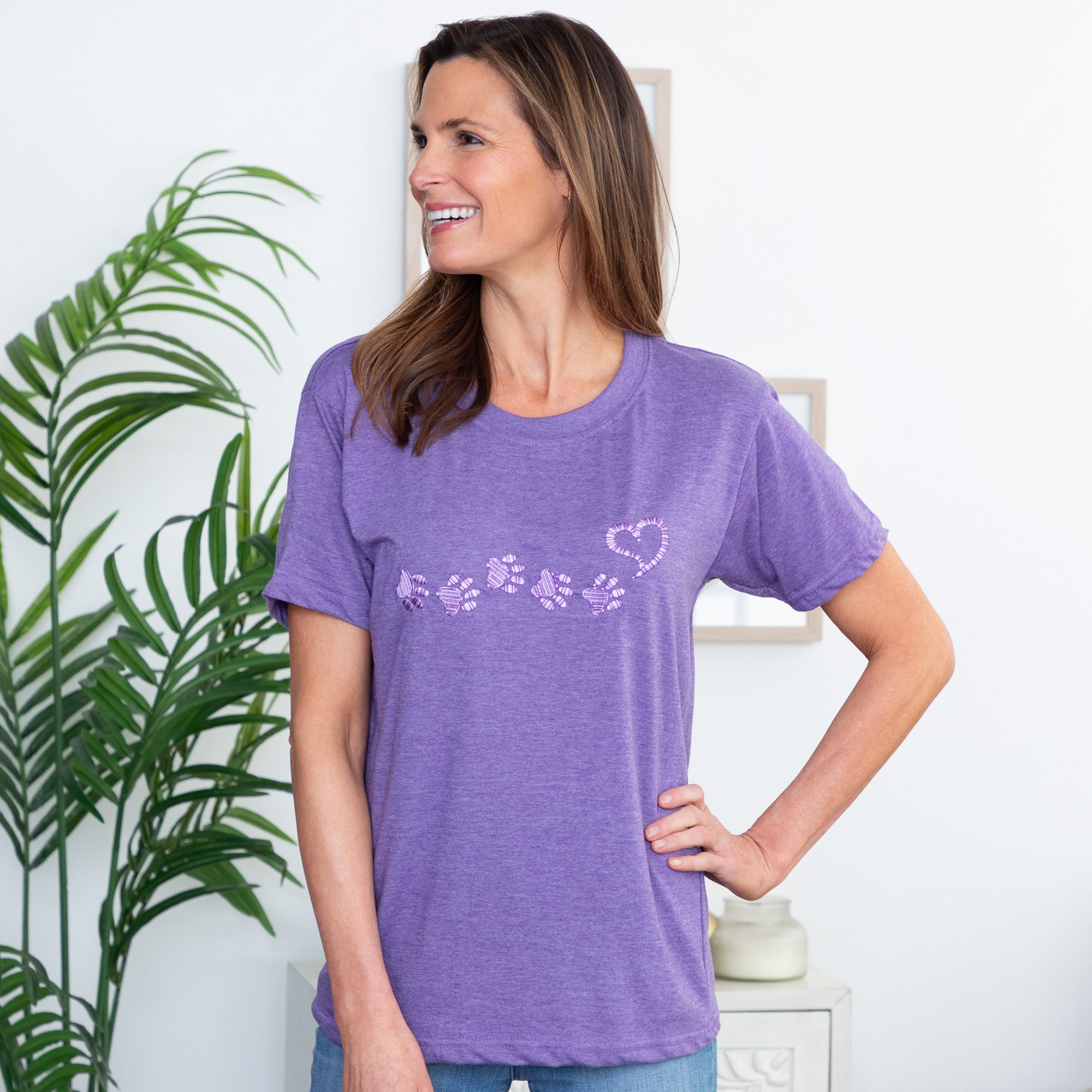 Premium Embroidered Paw Prints & Heart Tee - Ultimate Comfort & Style