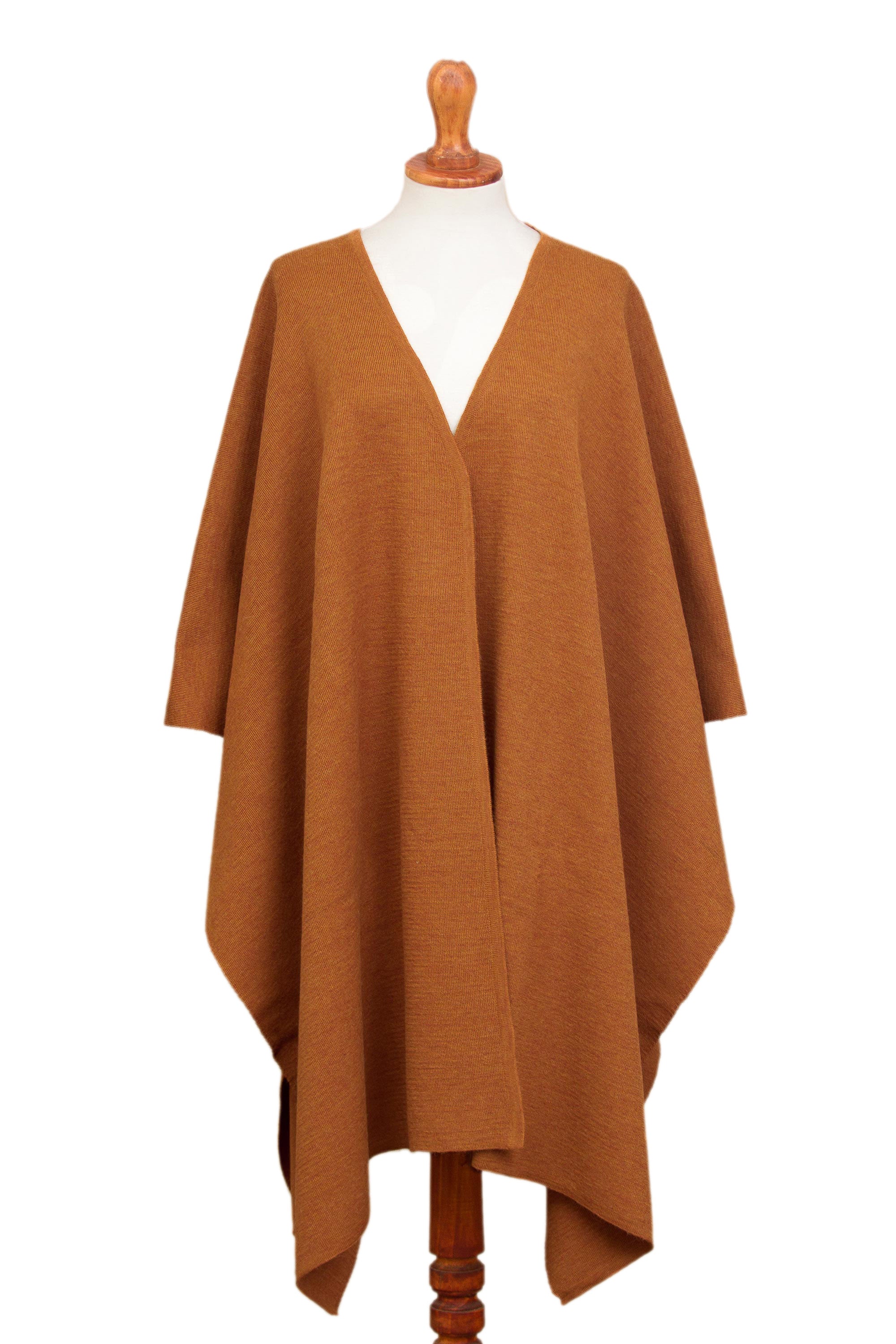 Premium Alpaca Blend Ruana - 'Sunrise Elegance' by NOVICA