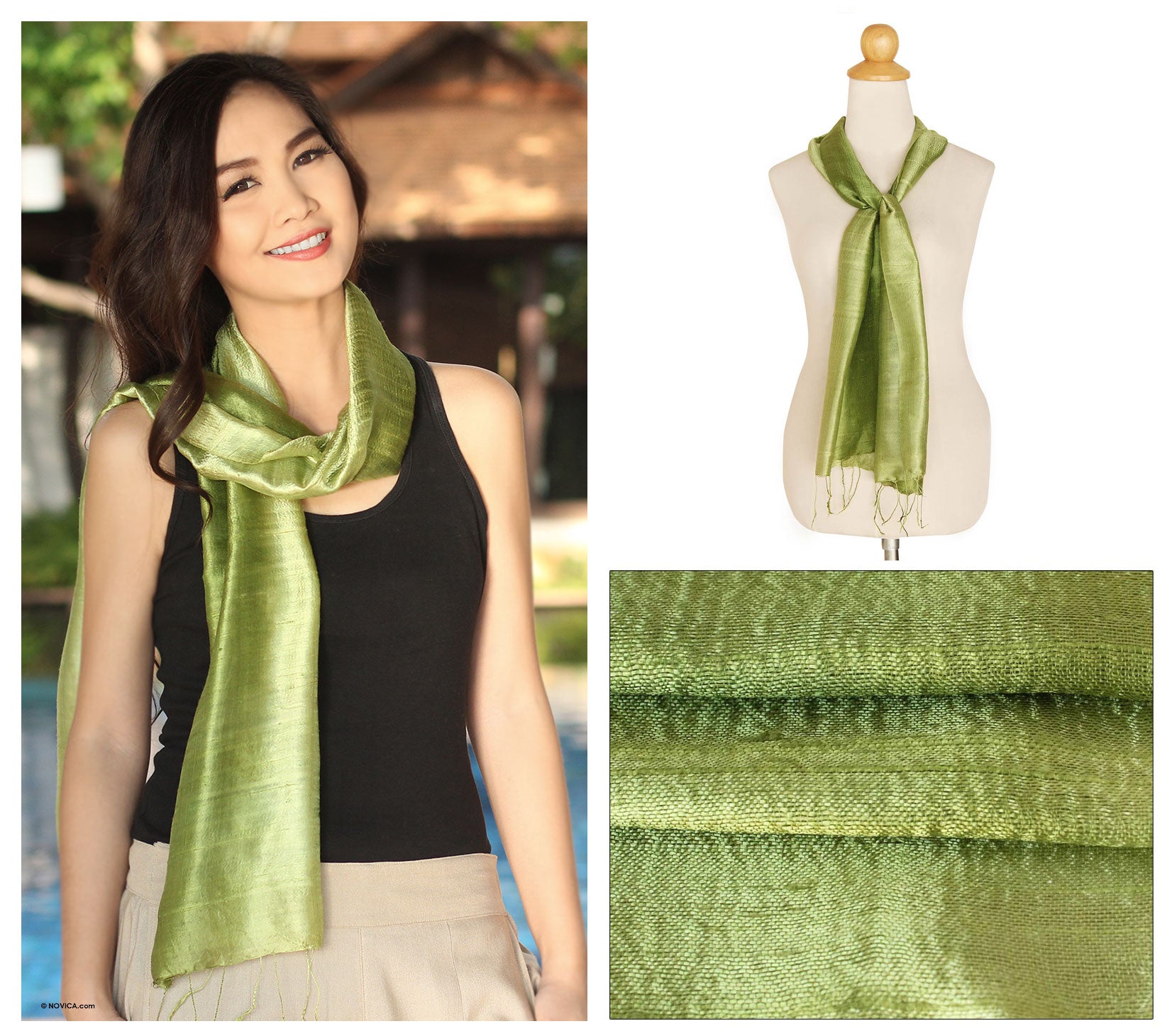 Premium Jade Duality Silk Scarf - Handcrafted Green Elegance