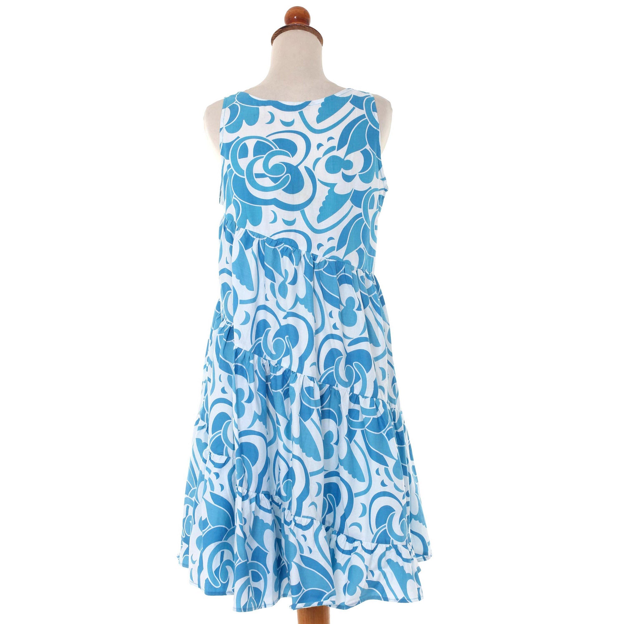 Premium Balinese Sea Blue Cotton Batik Sundress