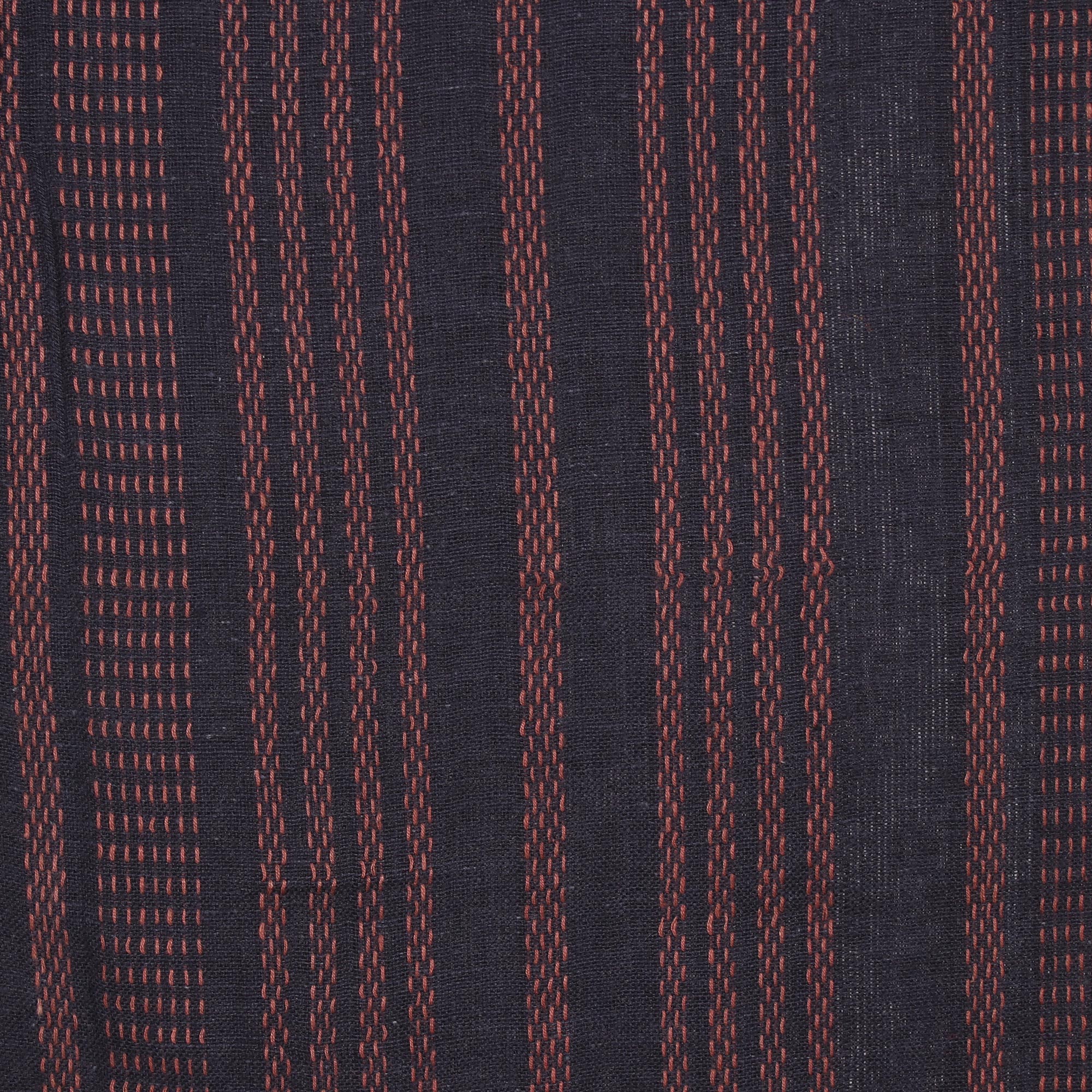 Premium Navy & Peach Striped Cotton Shawl - Handcrafted in India