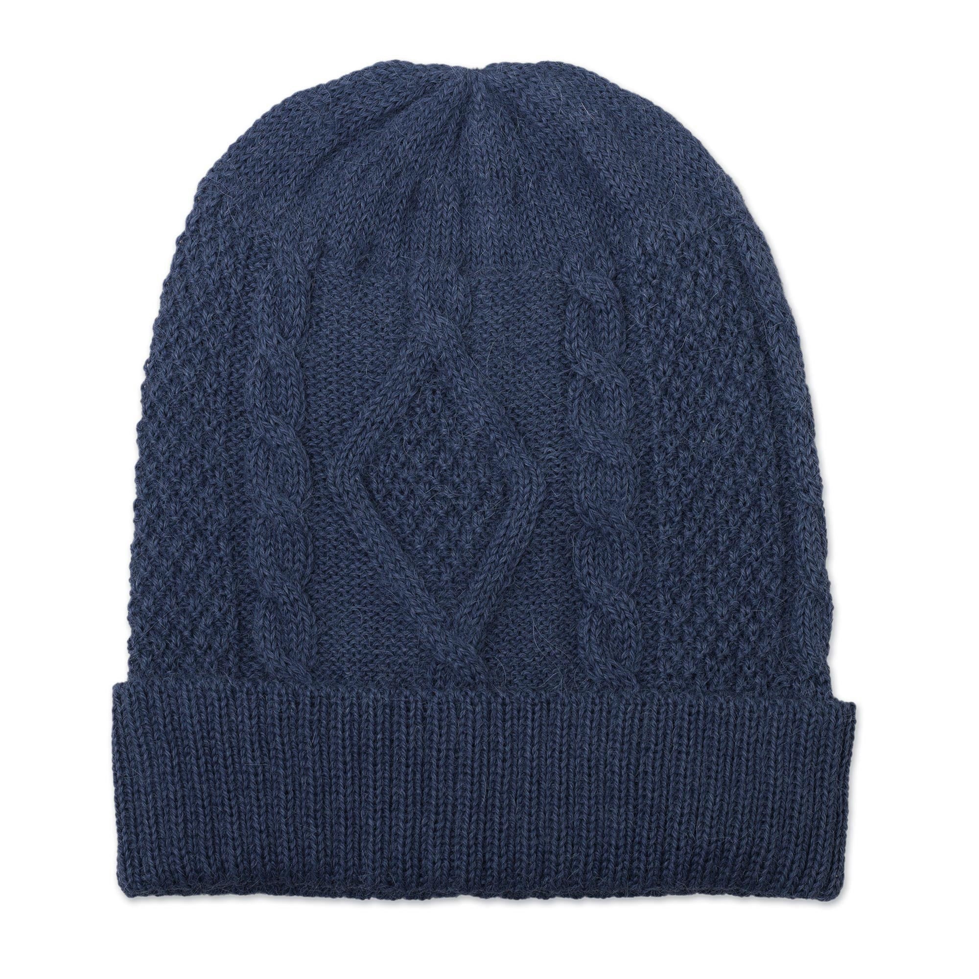 Premium Azure Alpaca Knit Unisex Watch Cap - Handcrafted in Peru