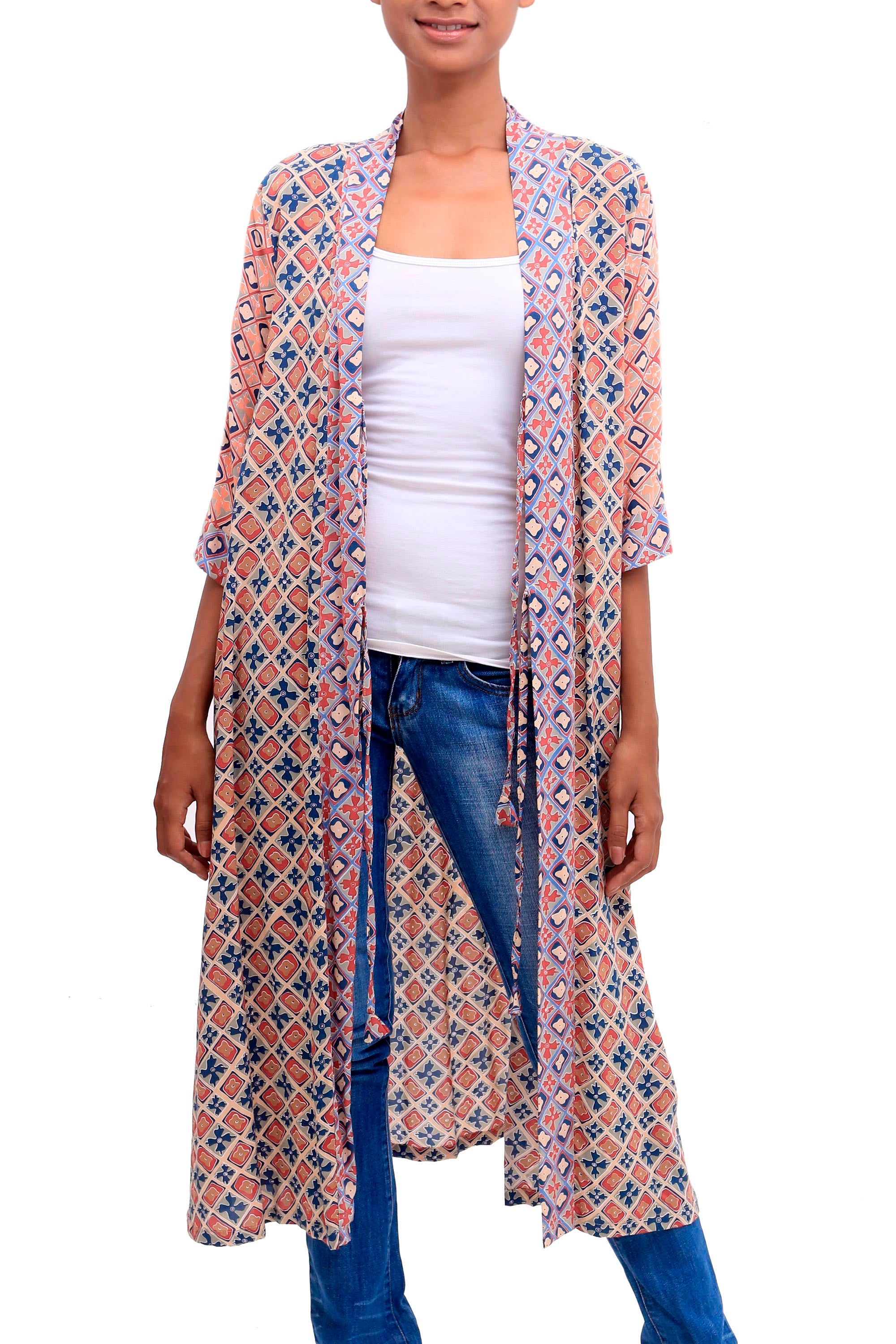 Premium Kelud Crisscross Printed Rayon Kimono – Bali-Inspired Elegance