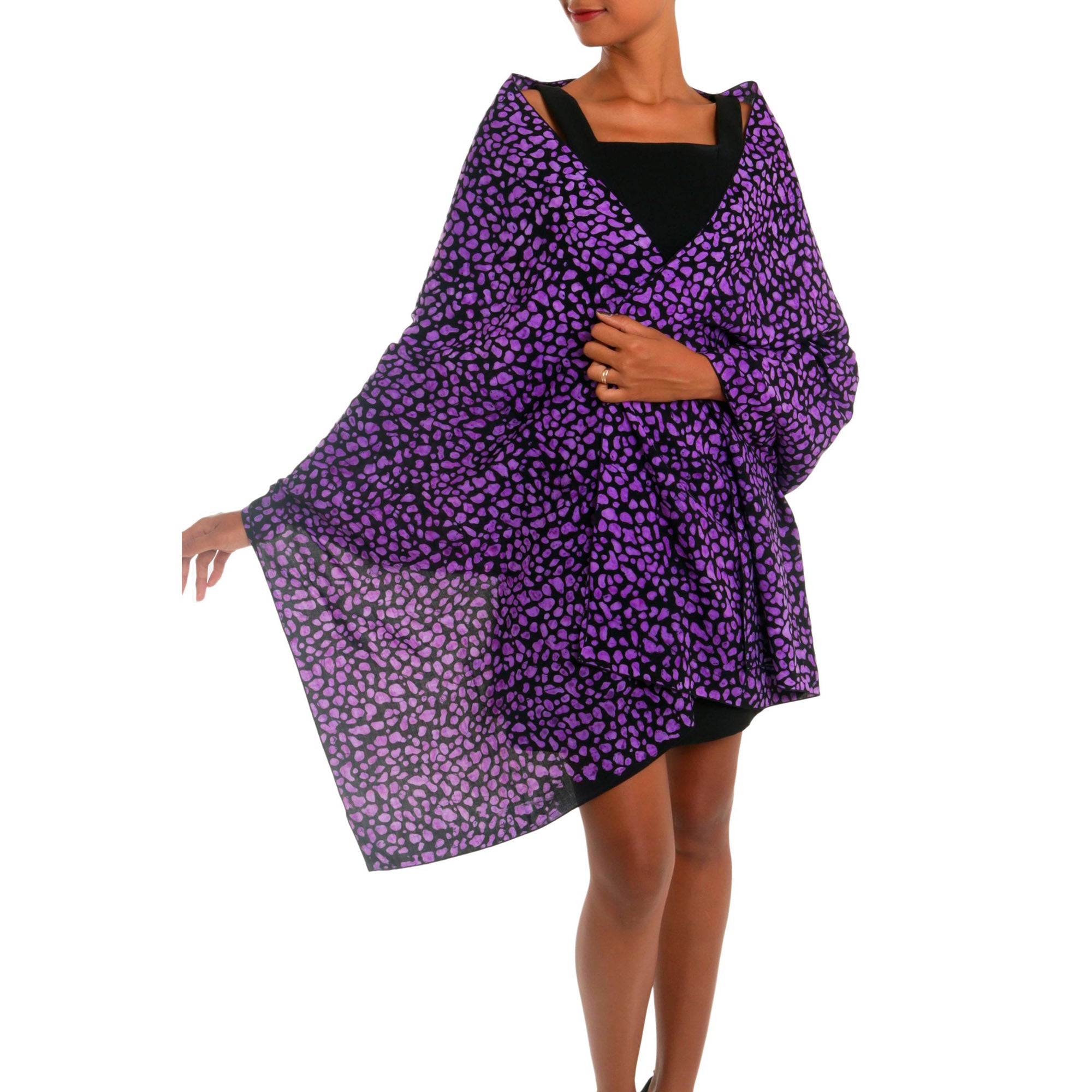 Premium Amethyst Rayon Batik Shawl - Handcrafted Beach Pebble Design