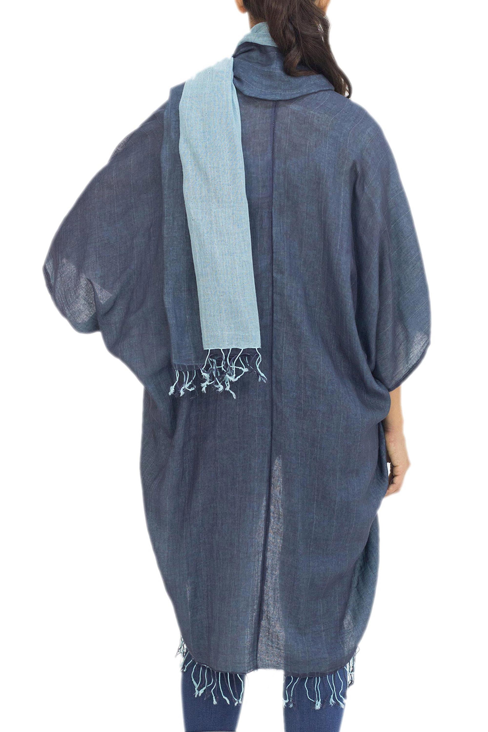 Premium Blue Mystique Cotton Jacket & Reversible Scarf Set - Ultimate Thai Elegance