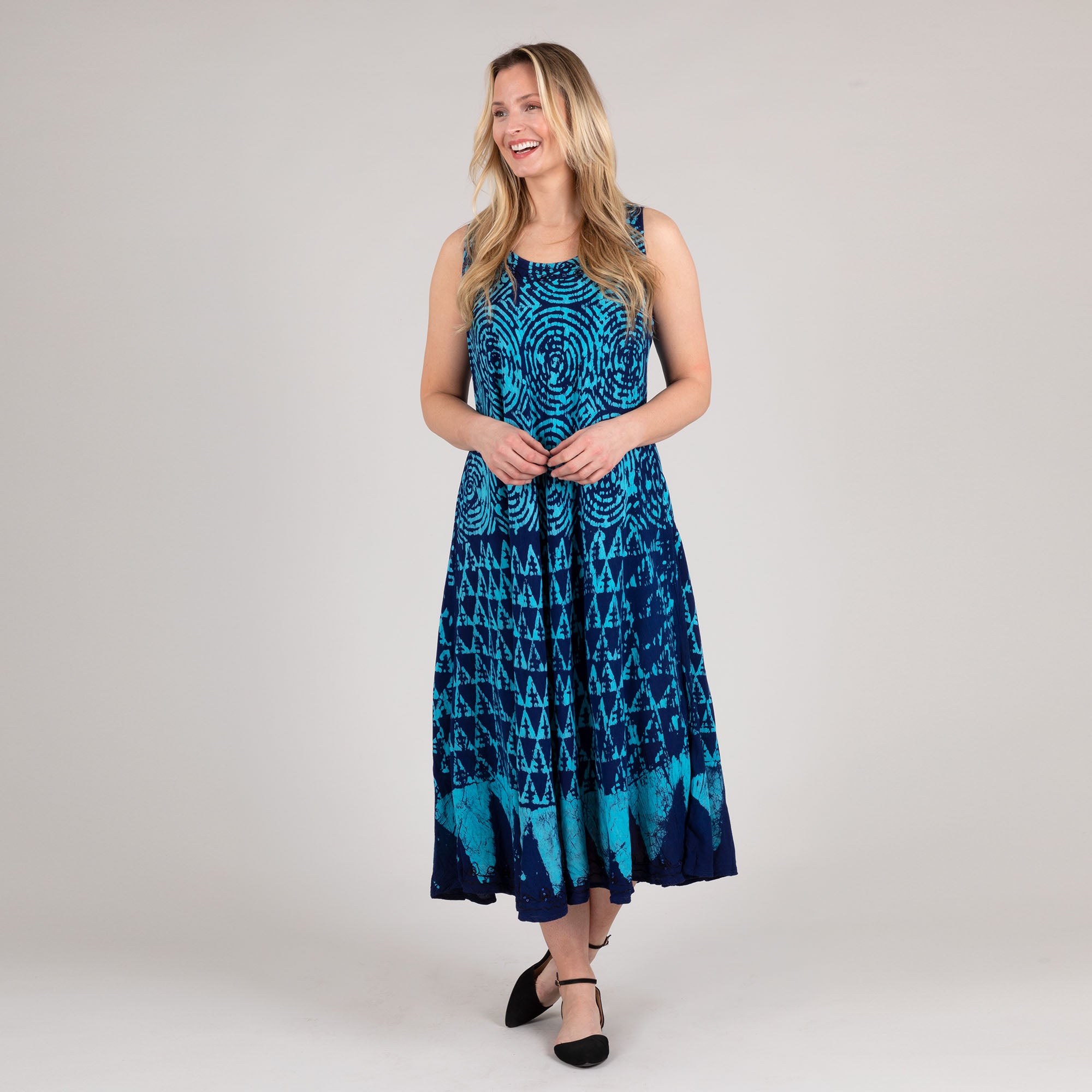 Premium Blue Diamond Maxi Dress - Handmade Elegance