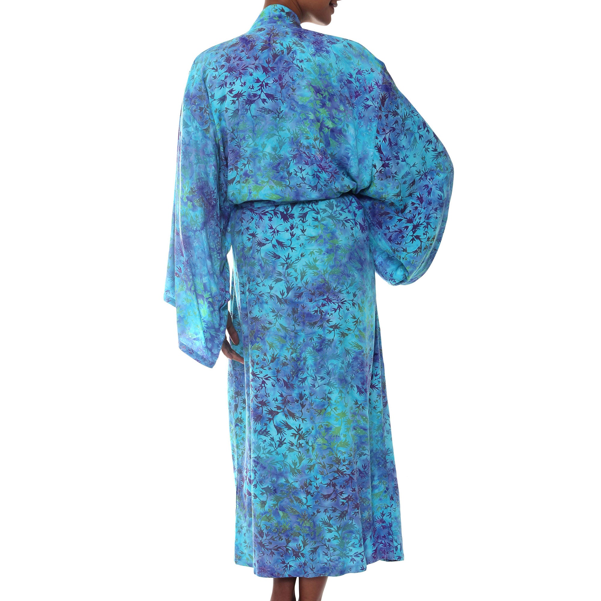 Premium Misty Garden Batik Robe - Handmade Elegance