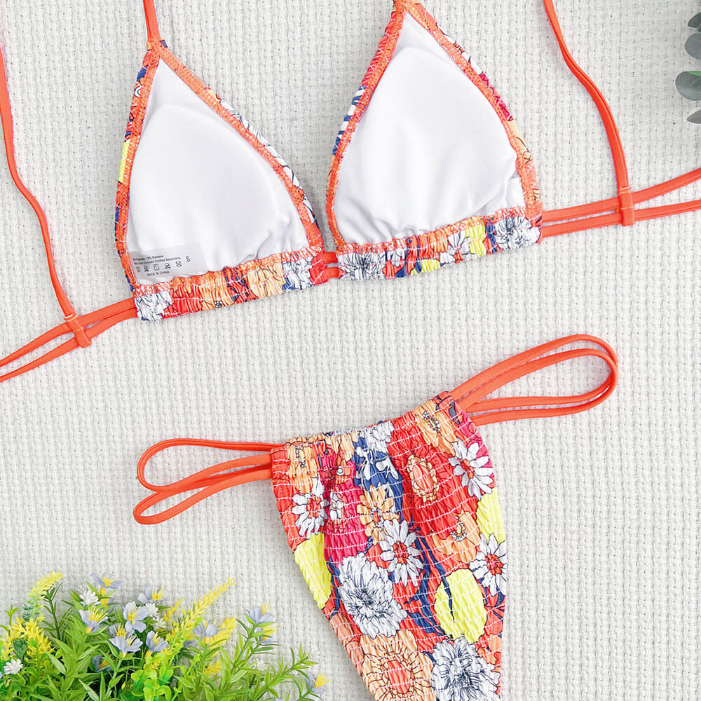 Premium Tropical Floral Smocked Bikini Set - Ultimate Summer Style