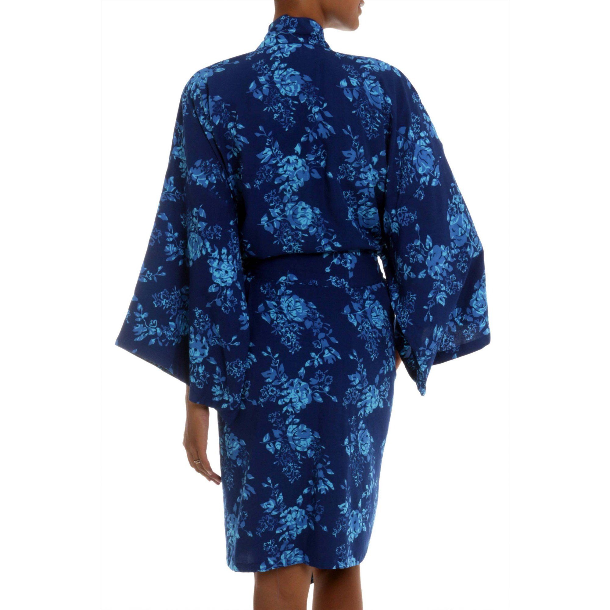 Premium Handcrafted Batik Kimono Robe - Midnight Blue