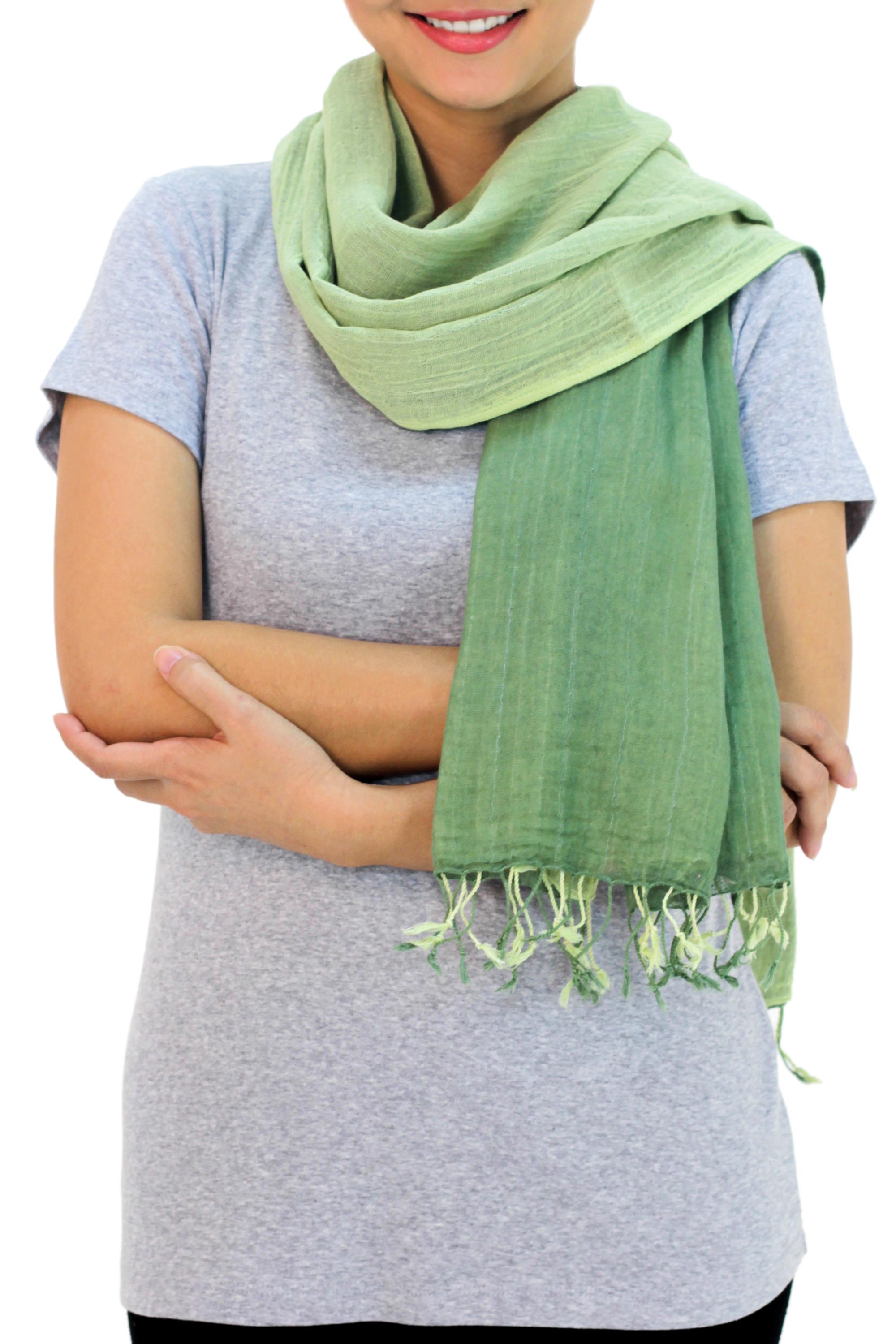 Premium Jade Green Duet Reversible Cotton Scarf – Ultimate 2-in-1 Style