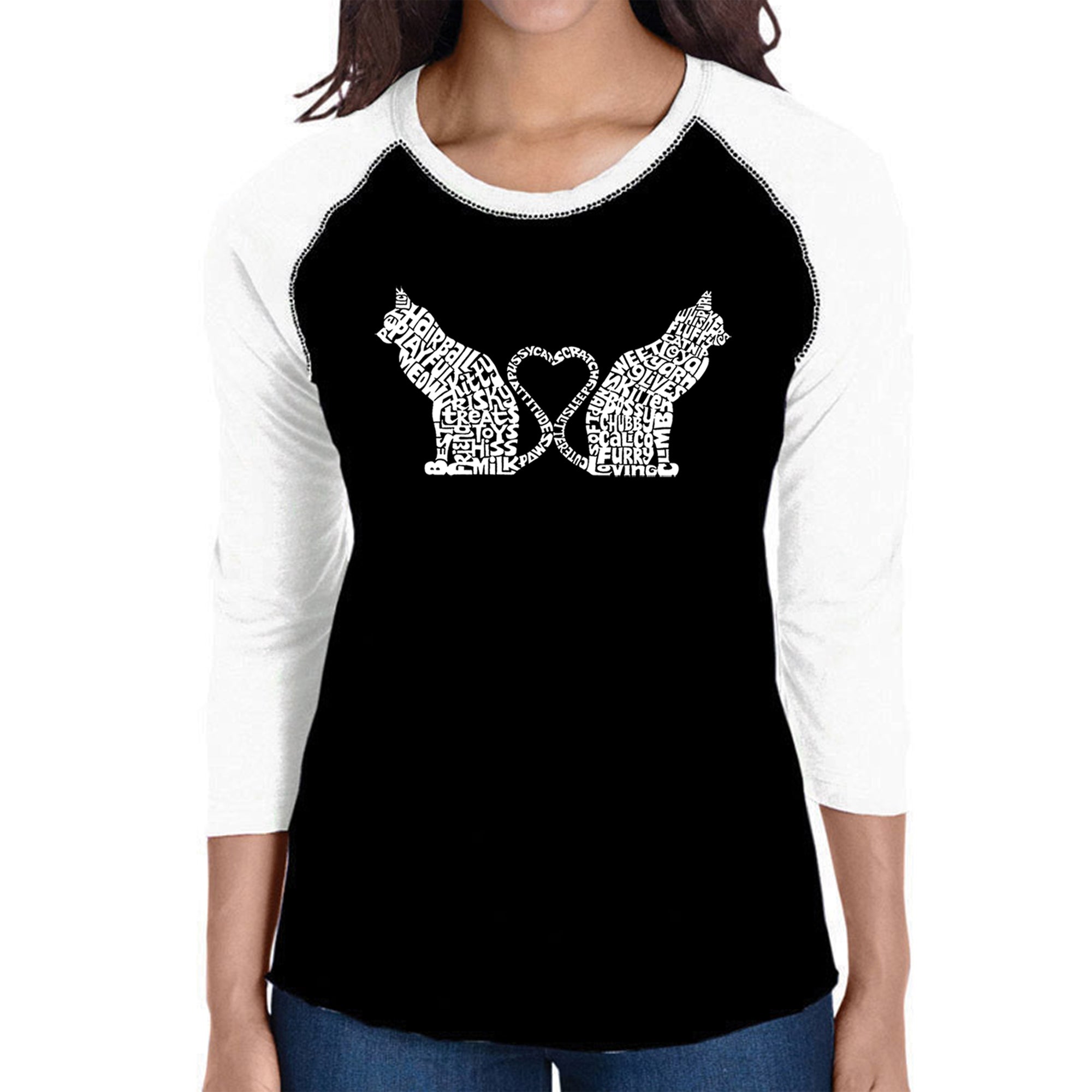 Premium Cat Lover's Raglan T-Shirt - Ultimate Word Art Design