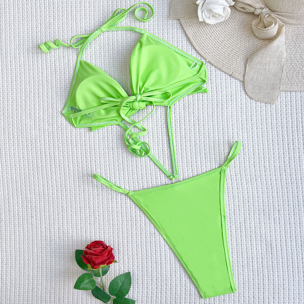 Ultimate Cut-Out Tie-Front Halter Brazilian One-Piece Swimsuit