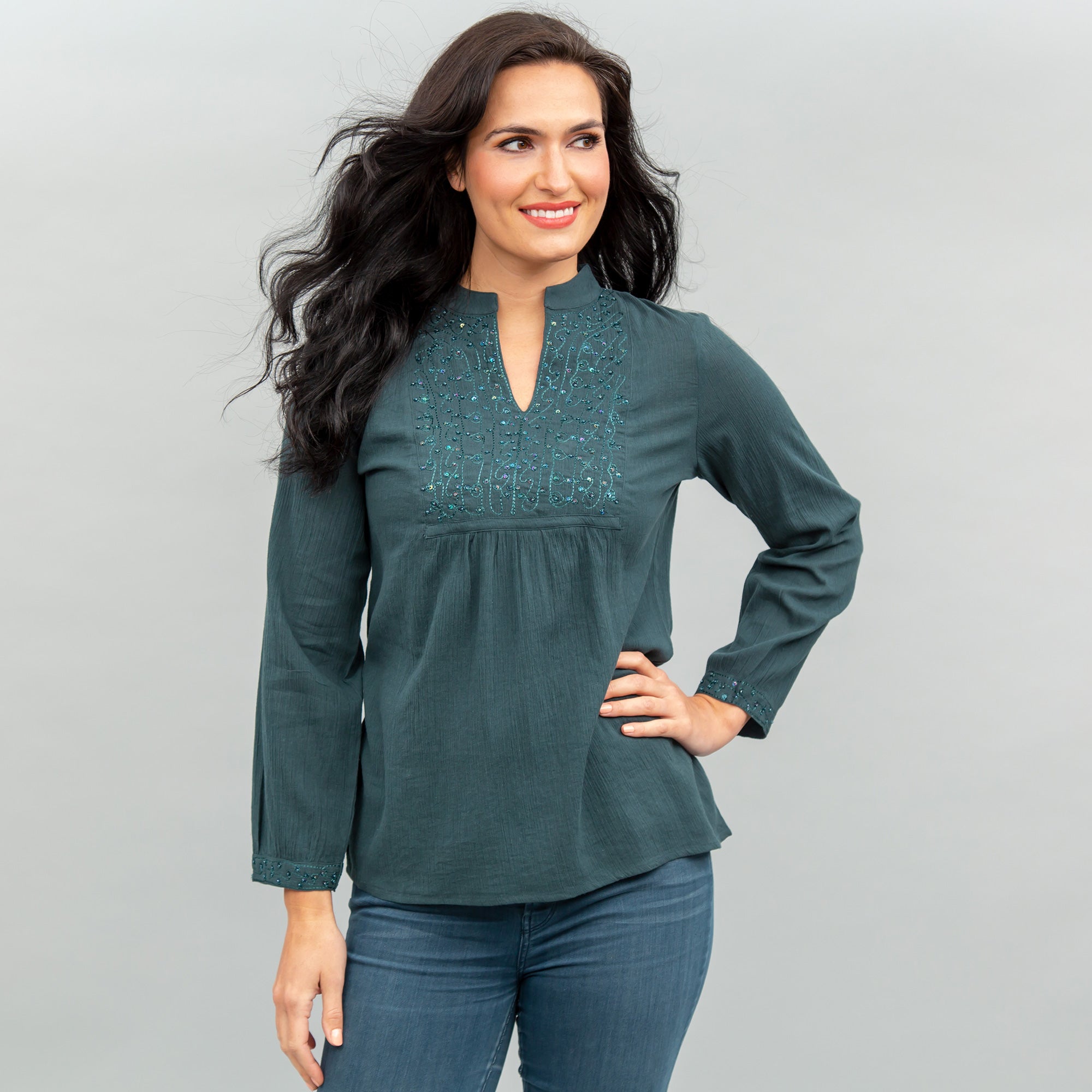 Premium Gemstone Embellished Tuxedo Tunic