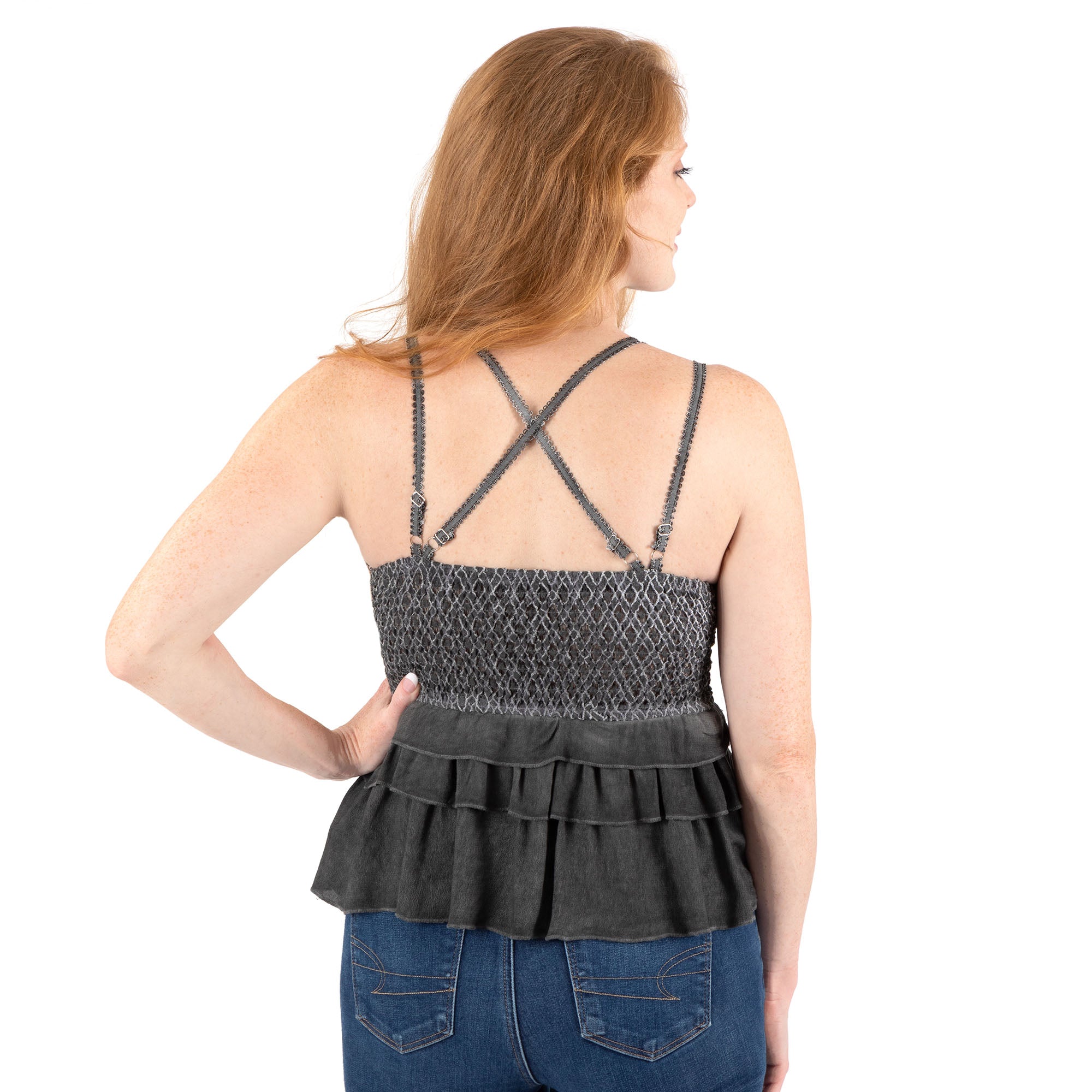 Premium Pineapple Lace Peplum Cami Top