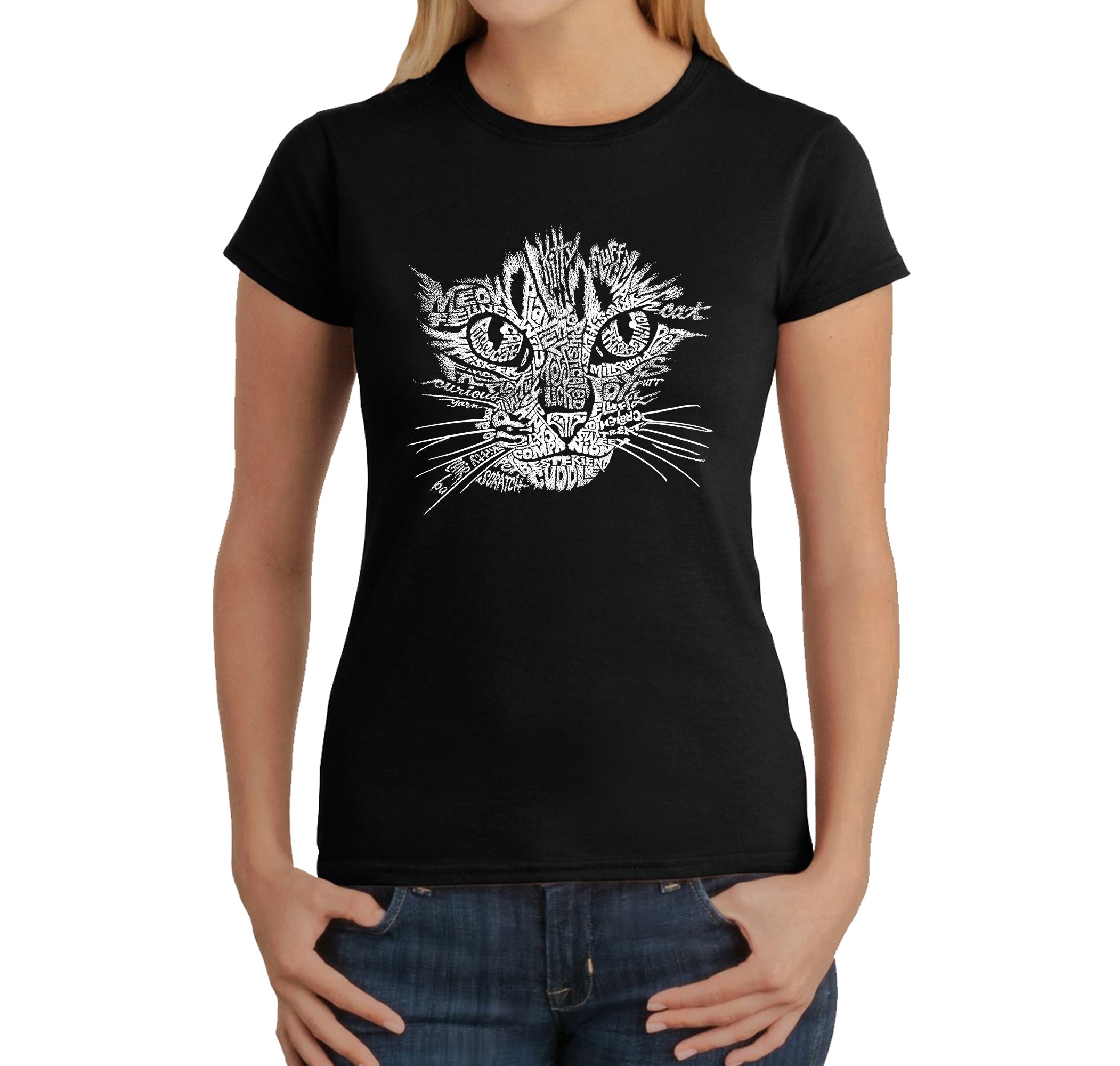 Premium Cat Lover's Word Art T-Shirt for Women